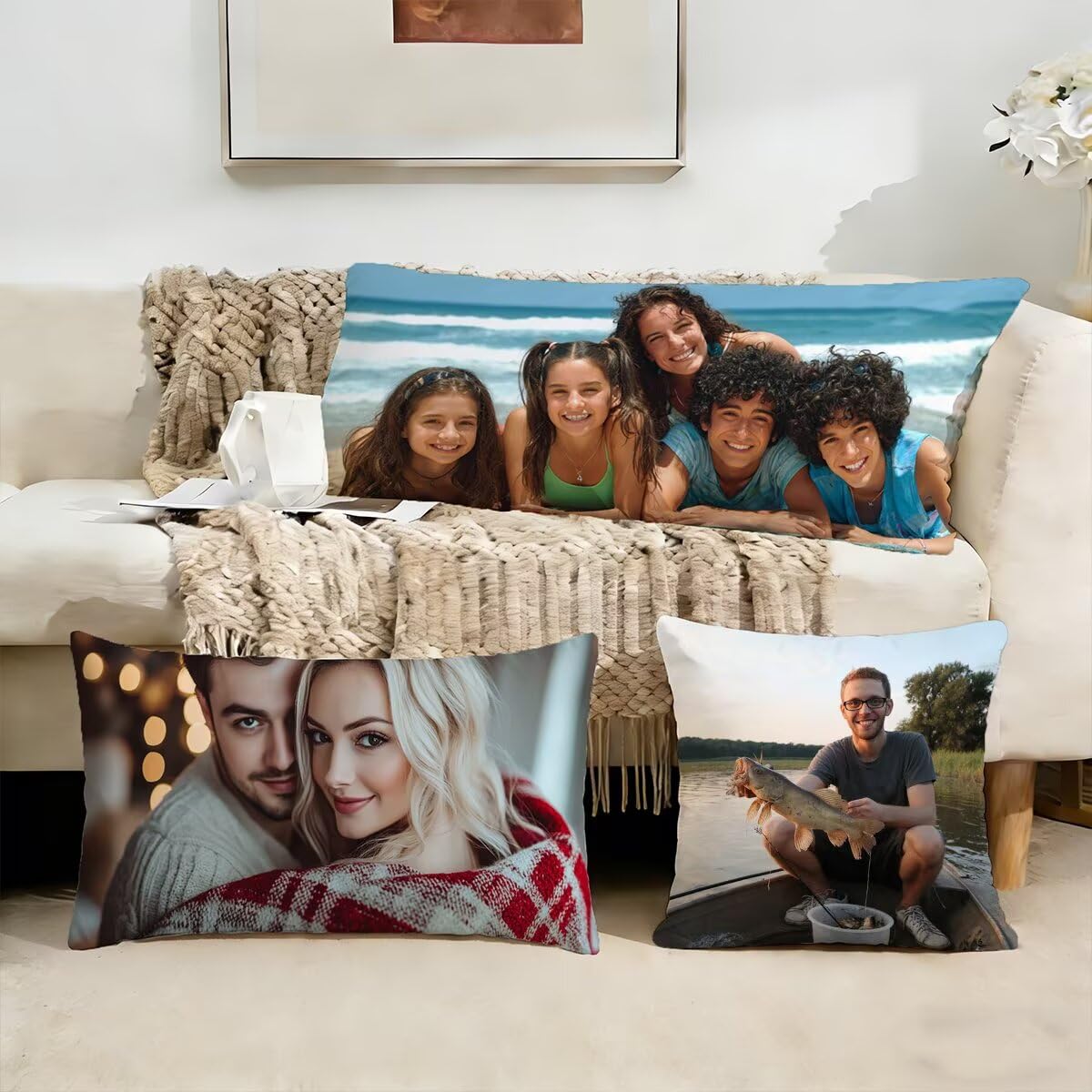Taie d'oreiller 60x180,Coussin Personnalisé Couverture de Coussin Lavable avec 2 Sides Photo & Texte,Cadeau Personnalisable pour Décoration Chambre Noël,pour Mariage,Saint-Valentin,Anniversaire 0o-73