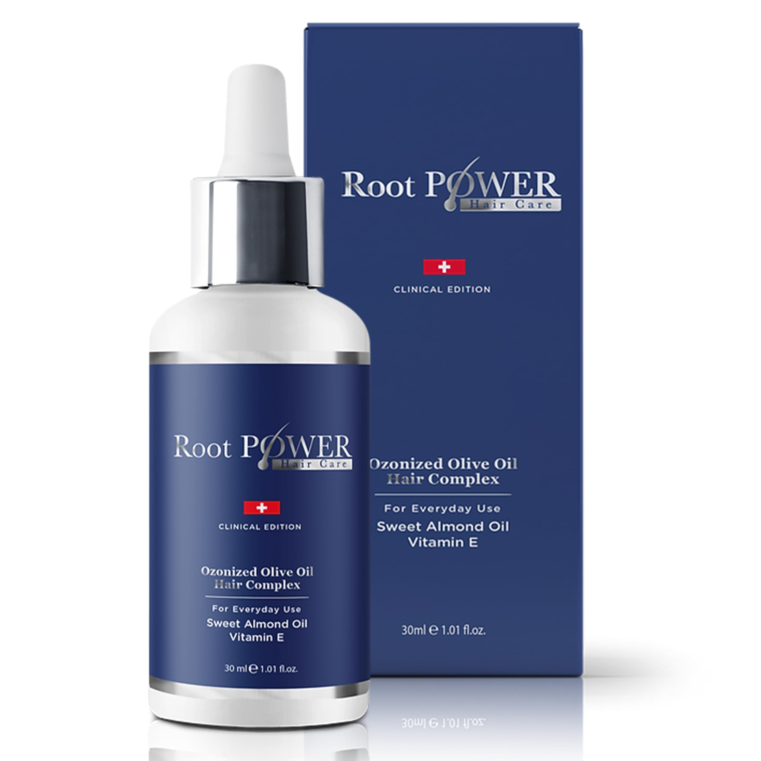 Root Power Ozonized Olive Oil Hair Treatment – With Sweet Almond Oil & Vitamin E – Nourishes Scalp & Strengthens Hair – Ideal for Post Hair Transplant Care – 30ml