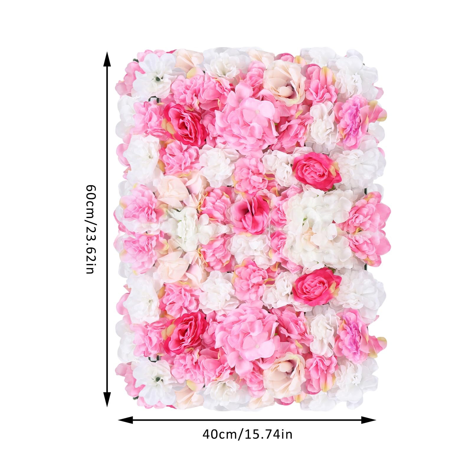 20 Stück Blumen Wandpaneel Blumen Hintergrund Wand Panel Blumenwand Hintergrund Kunstrosen Hochzeit Dekoration 60 * 40 cm Weiß & Rosa Kunstrosen