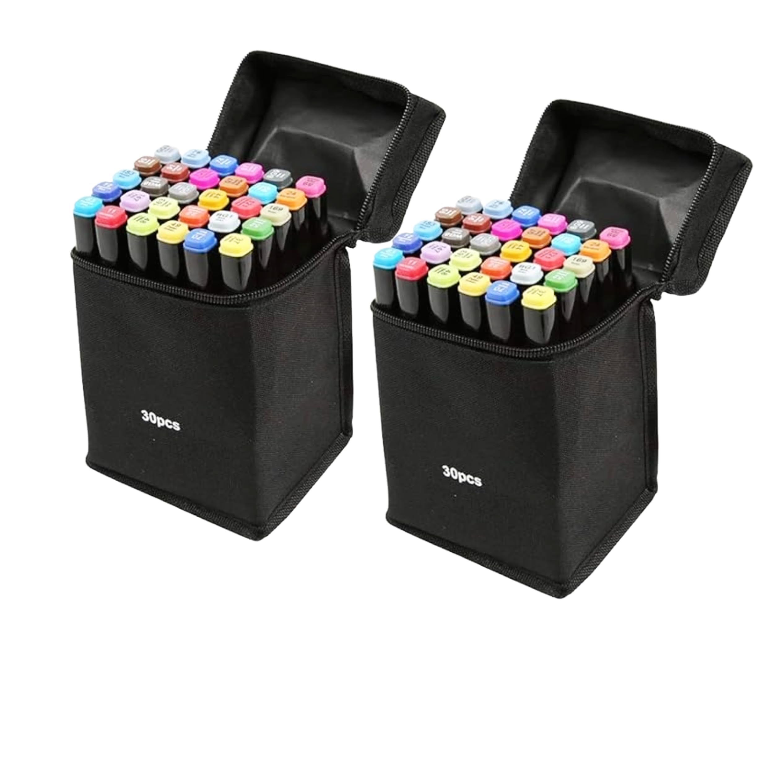 60 Pcs Alcohol Markers Set Dual Tip Broad & Fine Art Markers For Drawing Sketching Adult Colouring & Illustration Multi - Coloured (30x2)