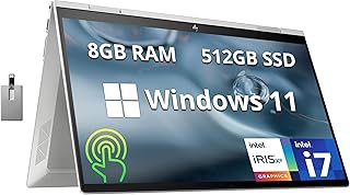 2022 HP Envy X360 2-in-1 15.6" FHD Touchscreen Laptop, Intel Core i7-1165G7, 8GB RAM, 512GB PCIe SSD, Backlit Keyboard, Iris Xe Graphics, B&O Audio, Windows11, Silver, 32GB Snowbell USB Card