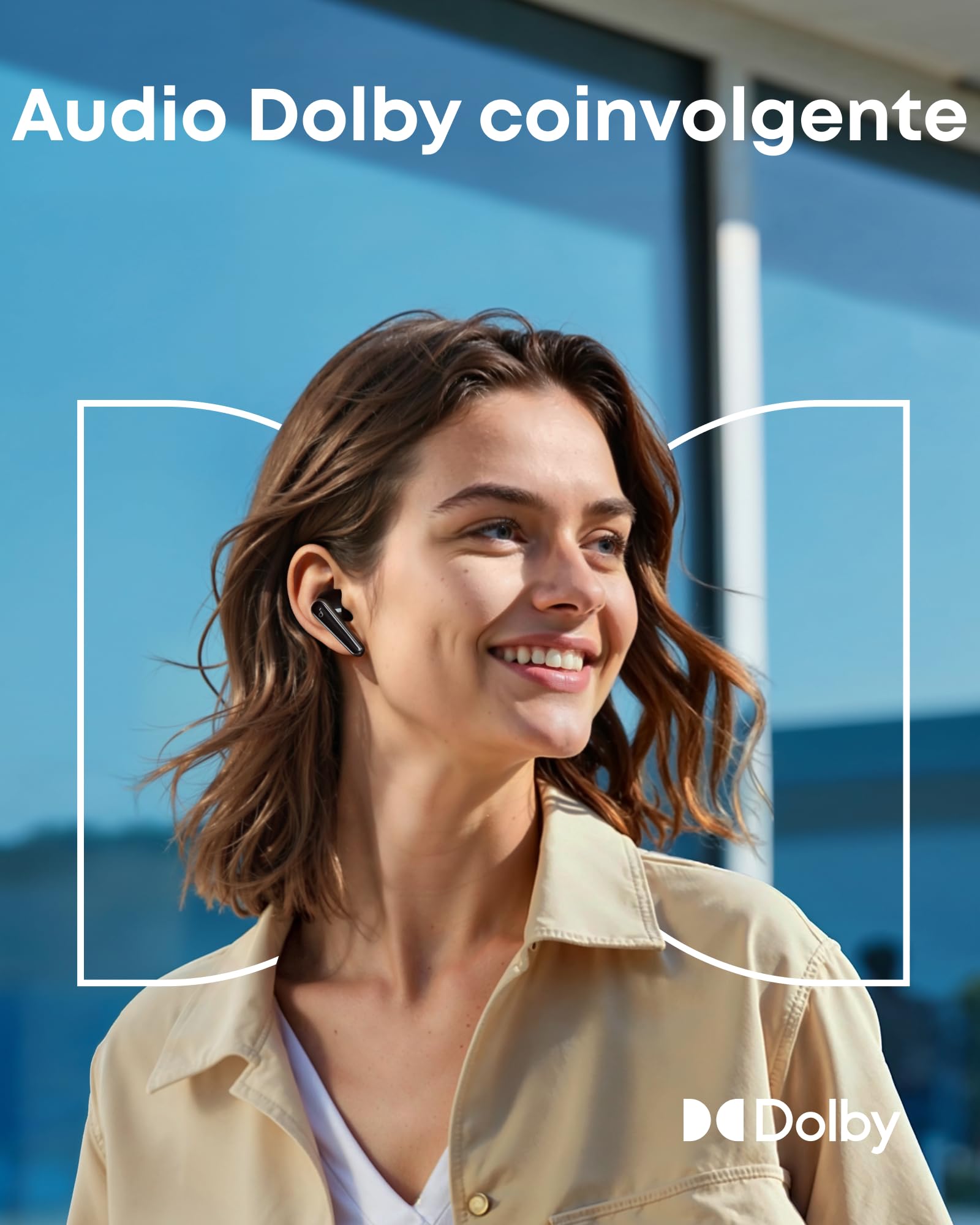 Soundcore Liberty 5 by Anker Cuffie Bluetooth Wireless con Cancellazione del Rumore, Riduzione della Voce 2X più Forte, ANC in Tempo Reale, Dolby Audio, Chiamate Chiare con 6 Mics IA, Lunga Durata
