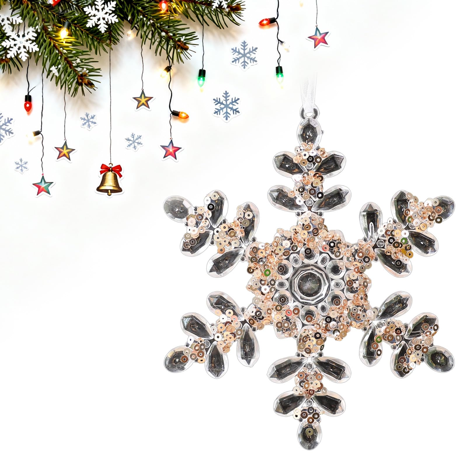 Transparents Acrylic Snowflakes Ornament with Design for Festives Season Decorating Christmas Snowflakes Acrylic Ornament
