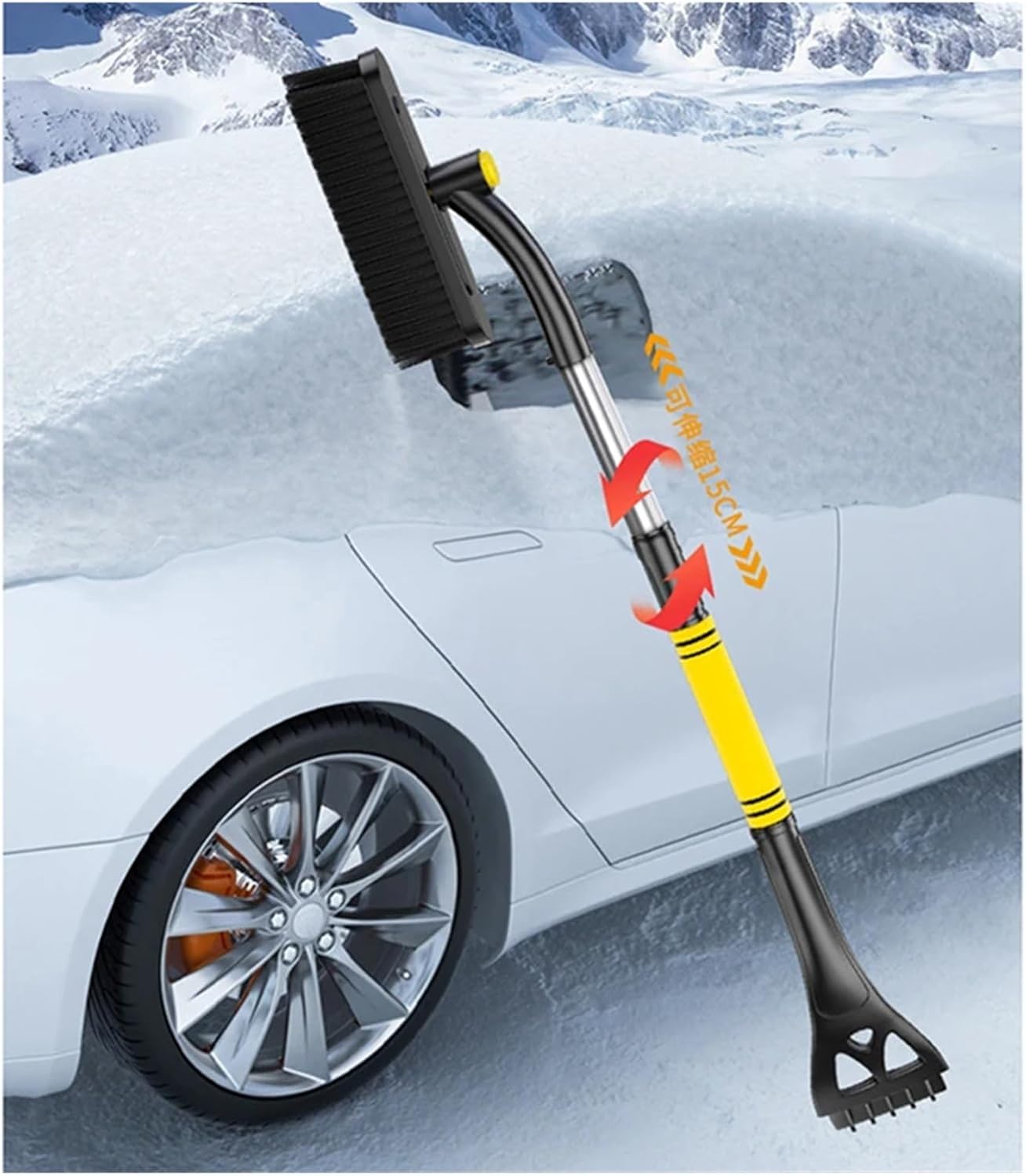 3 in 1 Winter Car Snow Shovel Ice Scraper Removable Telescopic Snow Brush Windshield Snow Sweeping Defrosting Deicing Tool(Blue)