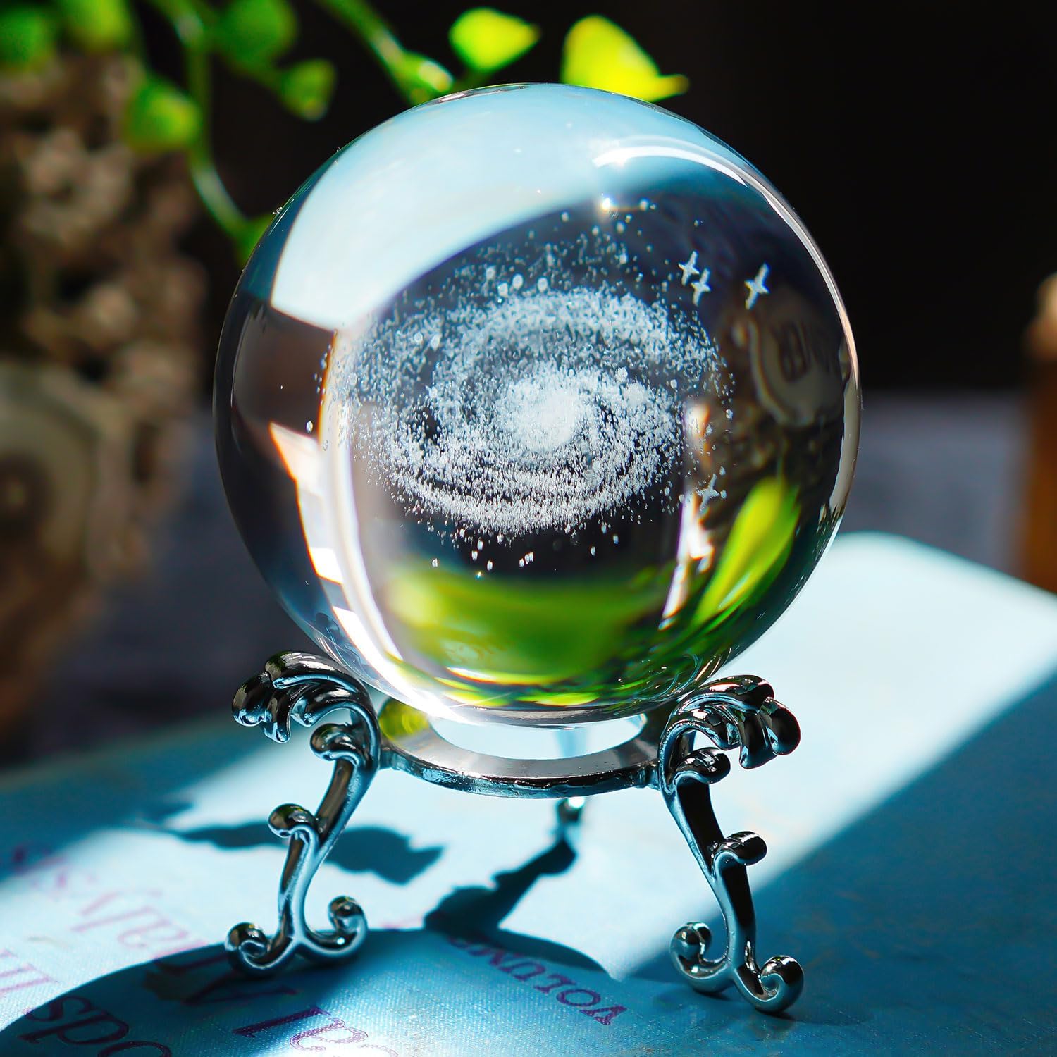 2.36Inch/60MM Engraved 3D Galaxy Ball Paperweight Crystal Display Globe Full Sphere Glass Paperwe...