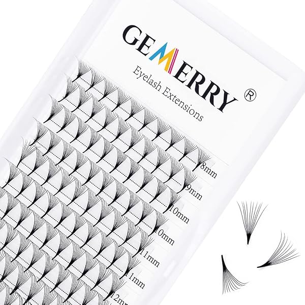 10D Extension Cils Volume Russe, 0.07mm D Curl Extension Cils 8-14mm Mix Soie Naturel Premade Professionnel Individuels By GEMERRY (0.07-10D-D curl-mix) - 1