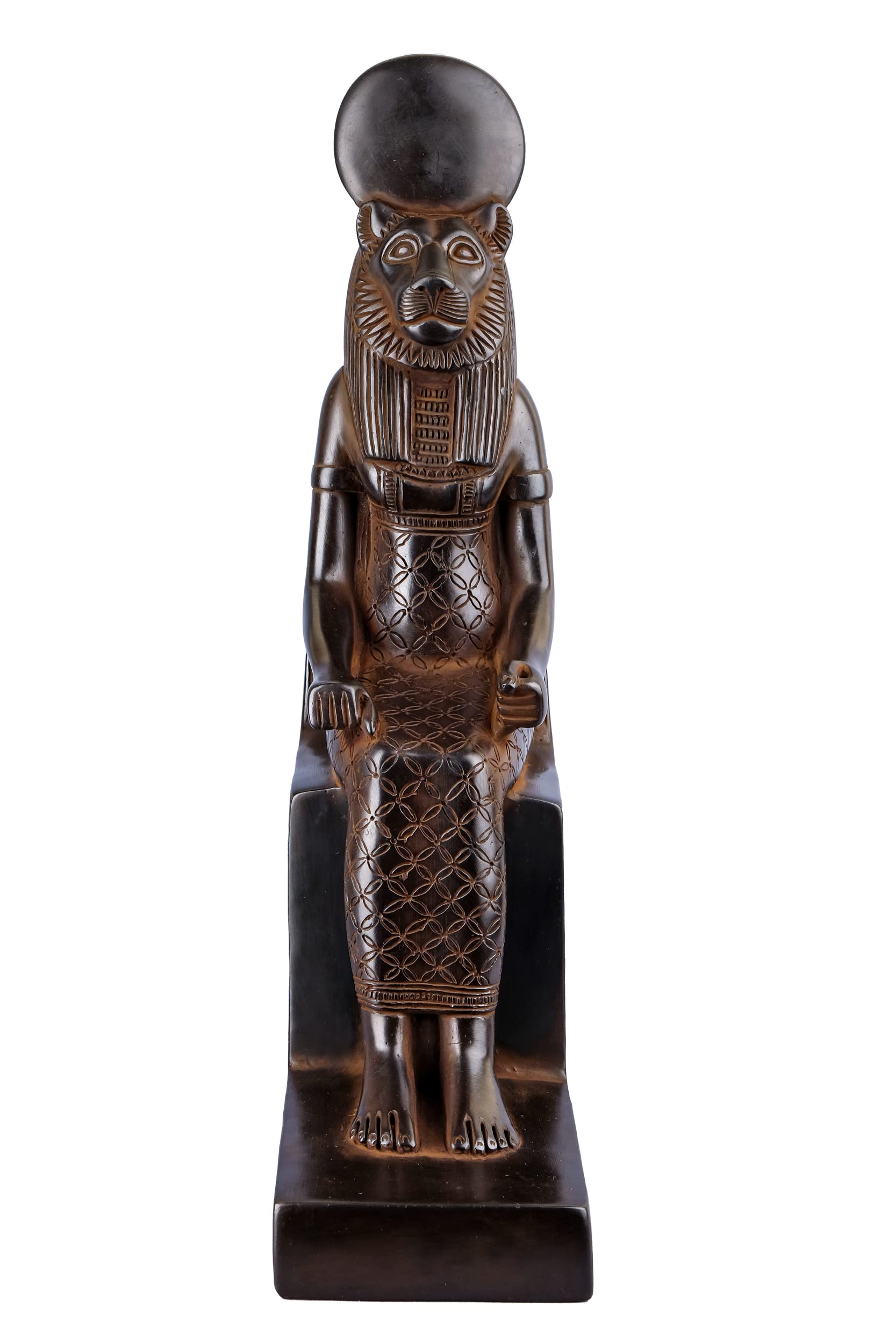 Seated statue of Sekhmet warrior Goddess of war black large stone unique altar statue replica ancient Egyptian Art made in Egypt.