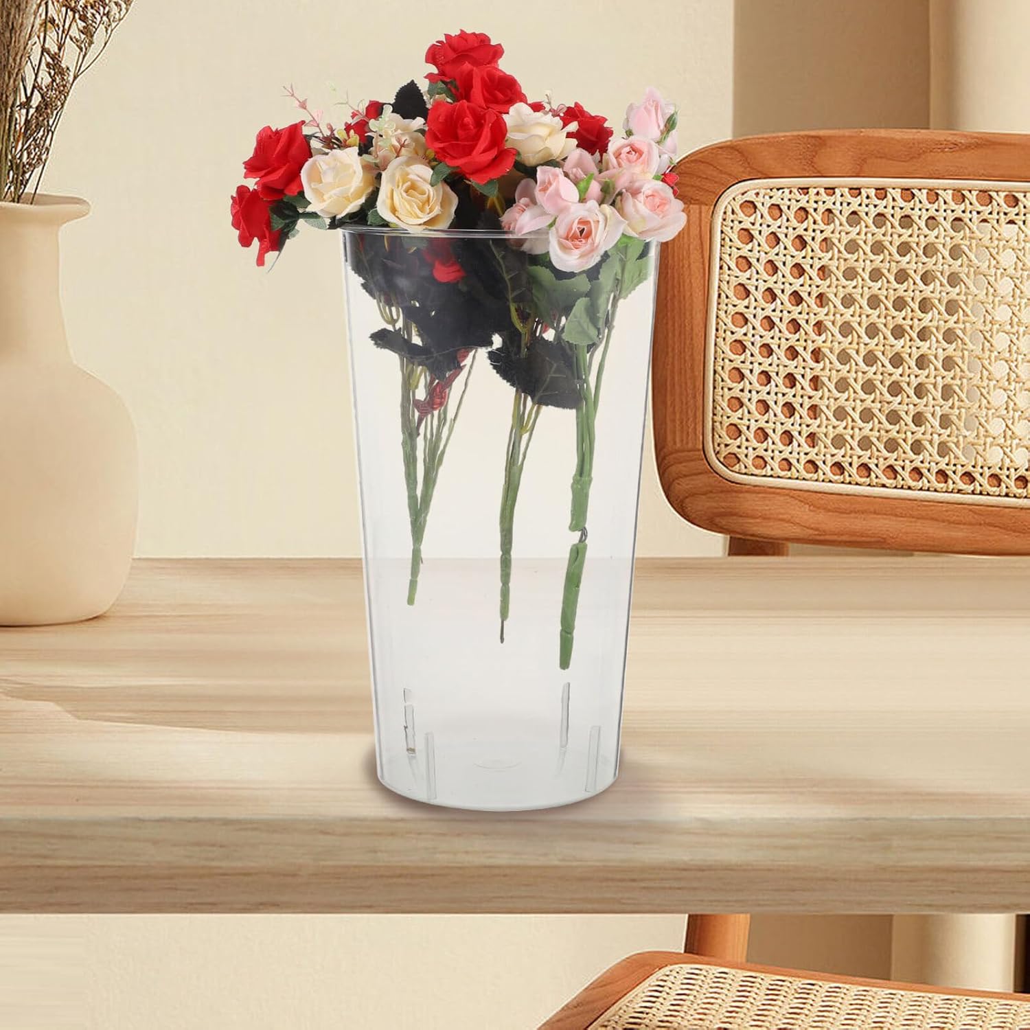 VILLCASE Large Acrylic Vase 11.81 Inch Clear Transparent Flower Bucket Decorative Flower Arrangement for Home and Shop Use - Image 2