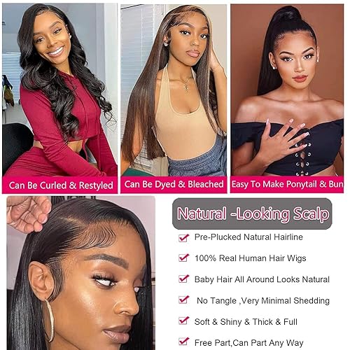 Miniatura 3 de Pelucas de cabello humano lacio con encaje frontal HD de 13 x 6 pulgadas para mujeres, predepiladas con abuelitos, 20 pulgadas, densidad del 180%,