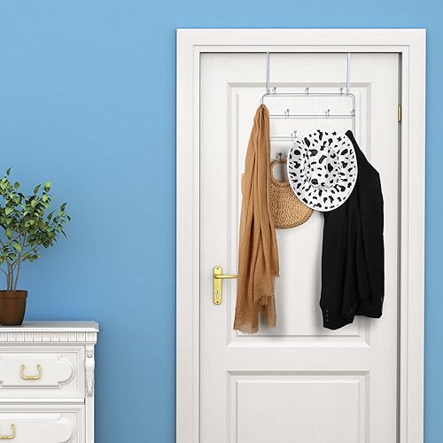 Miniatura 7 de Hotop Percha de metal multiusos para colgar sobre la puerta, colgador decorativo sobre la puerta para abrigos, sombreros, batas, ropa, toallas (1,