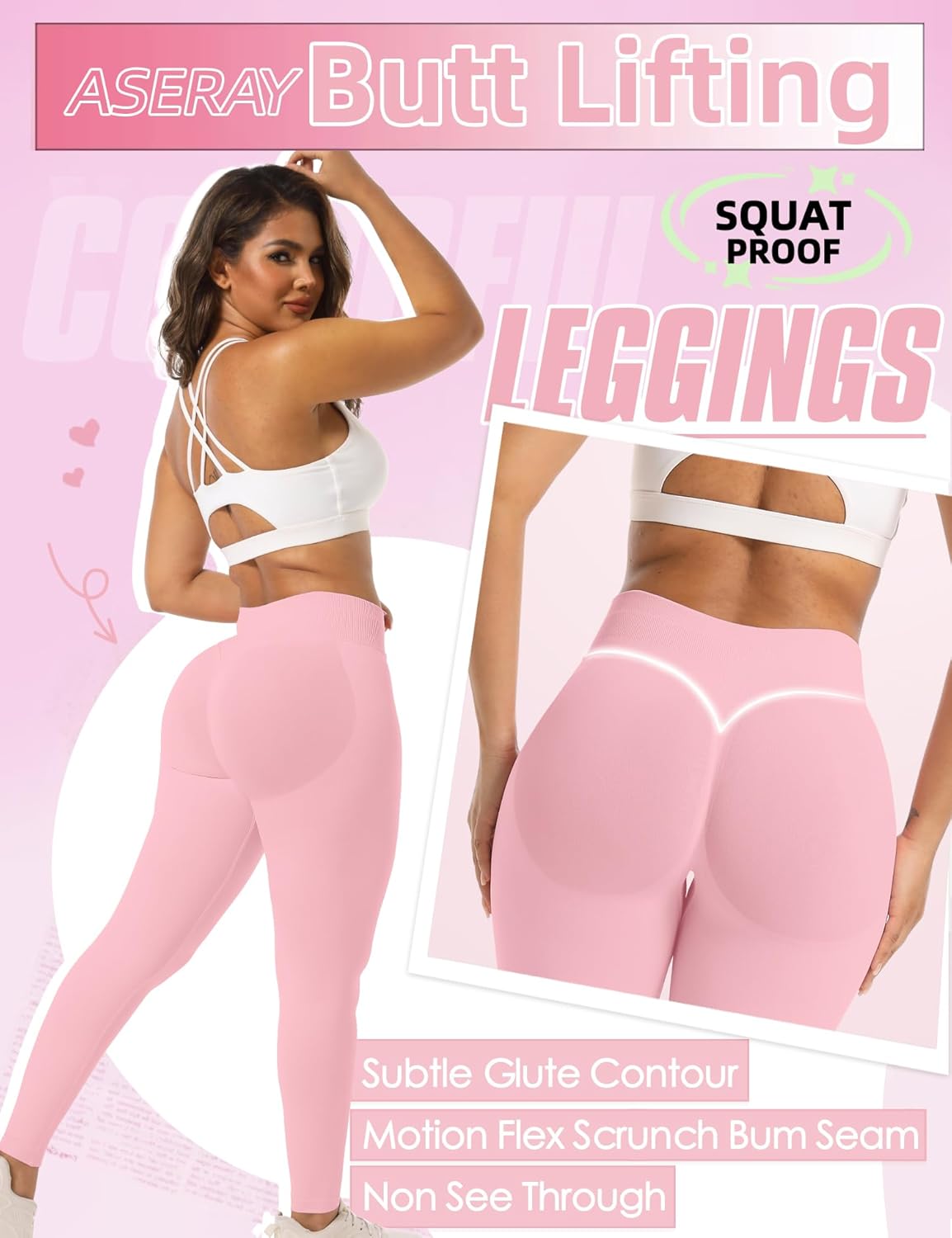 ASERAY Seamless Leggings Scrunch Butt Lifting Leggings for Women Gym Workout Legging for Women Tummy Control Yoga Pant - Image 3