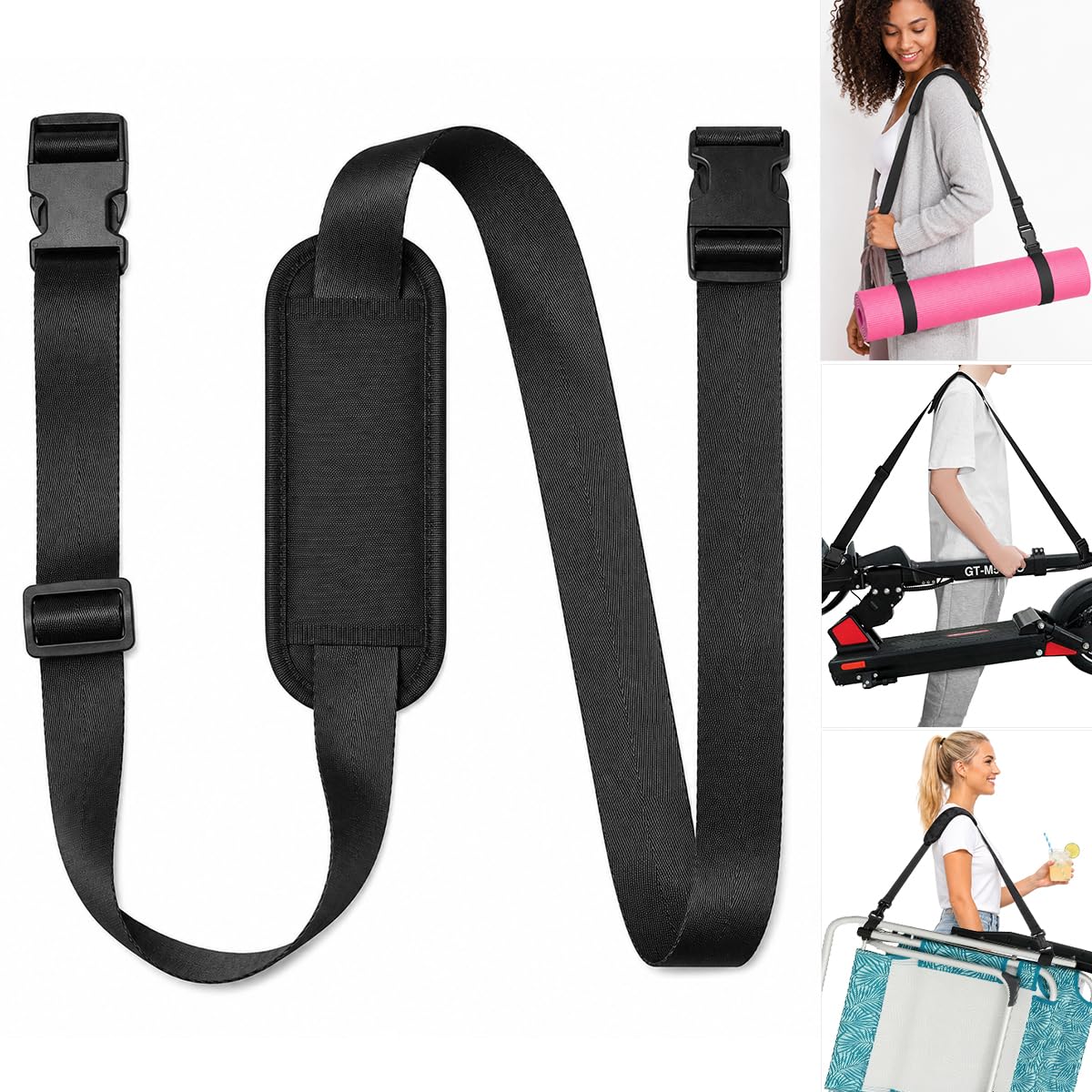 Cinghia Monopattino,Tracolla Skateboard,Tracolla per Sedia da Spiaggia,Tracolla Trasporto Bici,Cinghia Tappetino Yoga,Cinghia di Trasporto per Sedia Spiaggia, Sedie Sdraio, Biciclette, Scooter