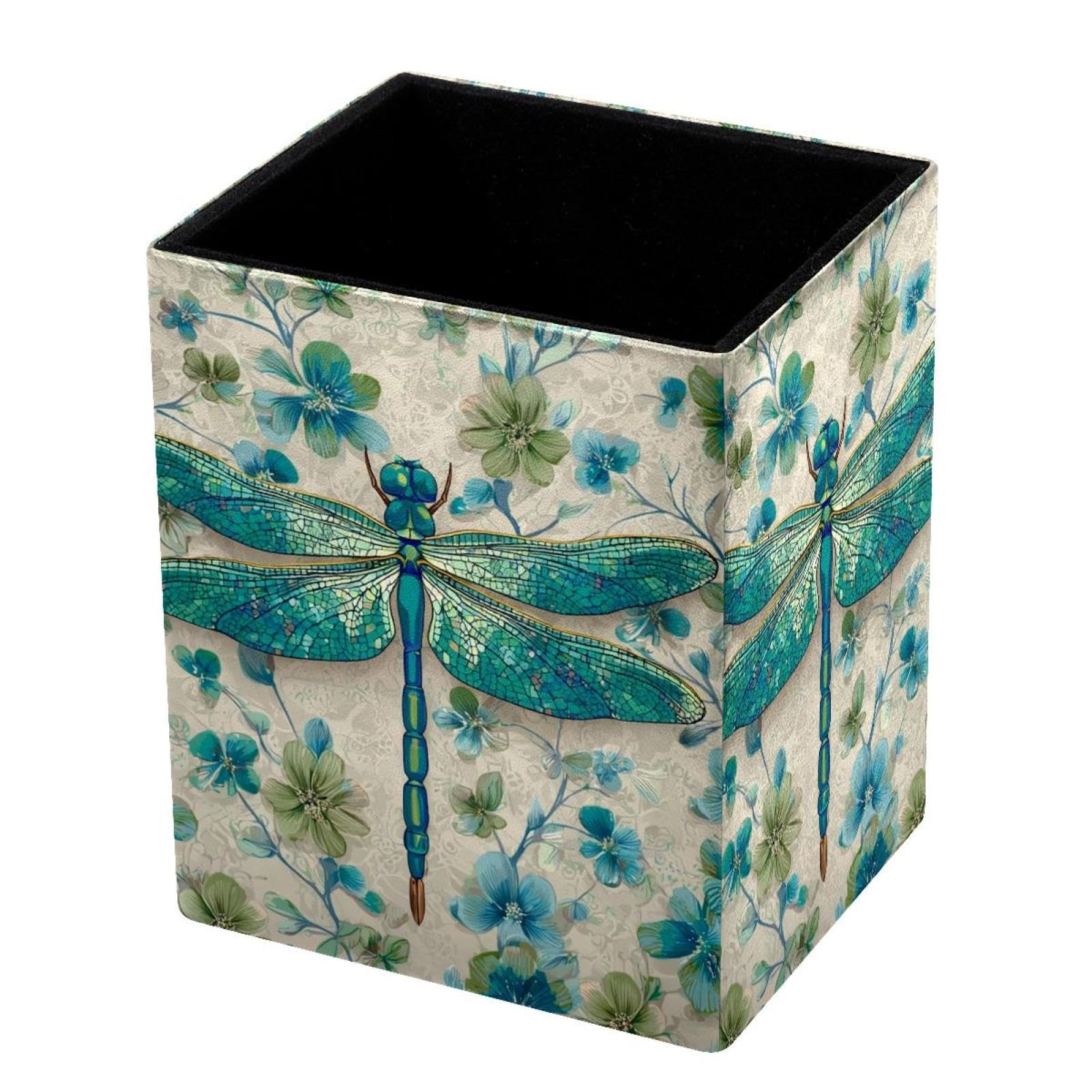 VAPOKF Pencil Holders for Desk, Dragonfly Printed Pen Holders Pen Pot Makeup Brushes Storage Desktop Stationery Supplies Organiser for Home Office