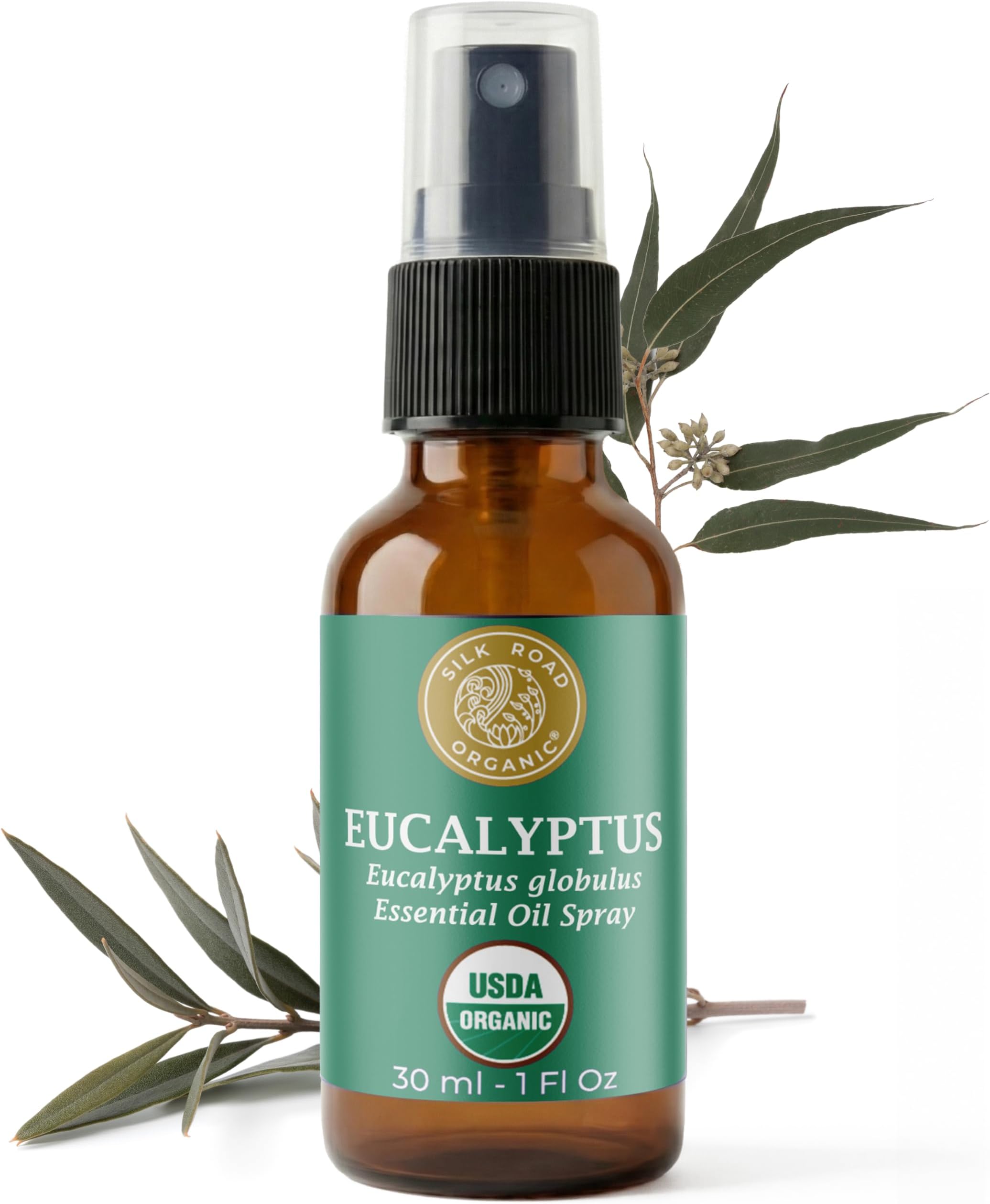 - Silk Road Organic Eucalyptus Essential Oil Spray, 100% Pure USDA Certified Aromatherapy - Congestion, Colds, Cough, Sinus, Allergies & Skin Care – 1 Oz Spray