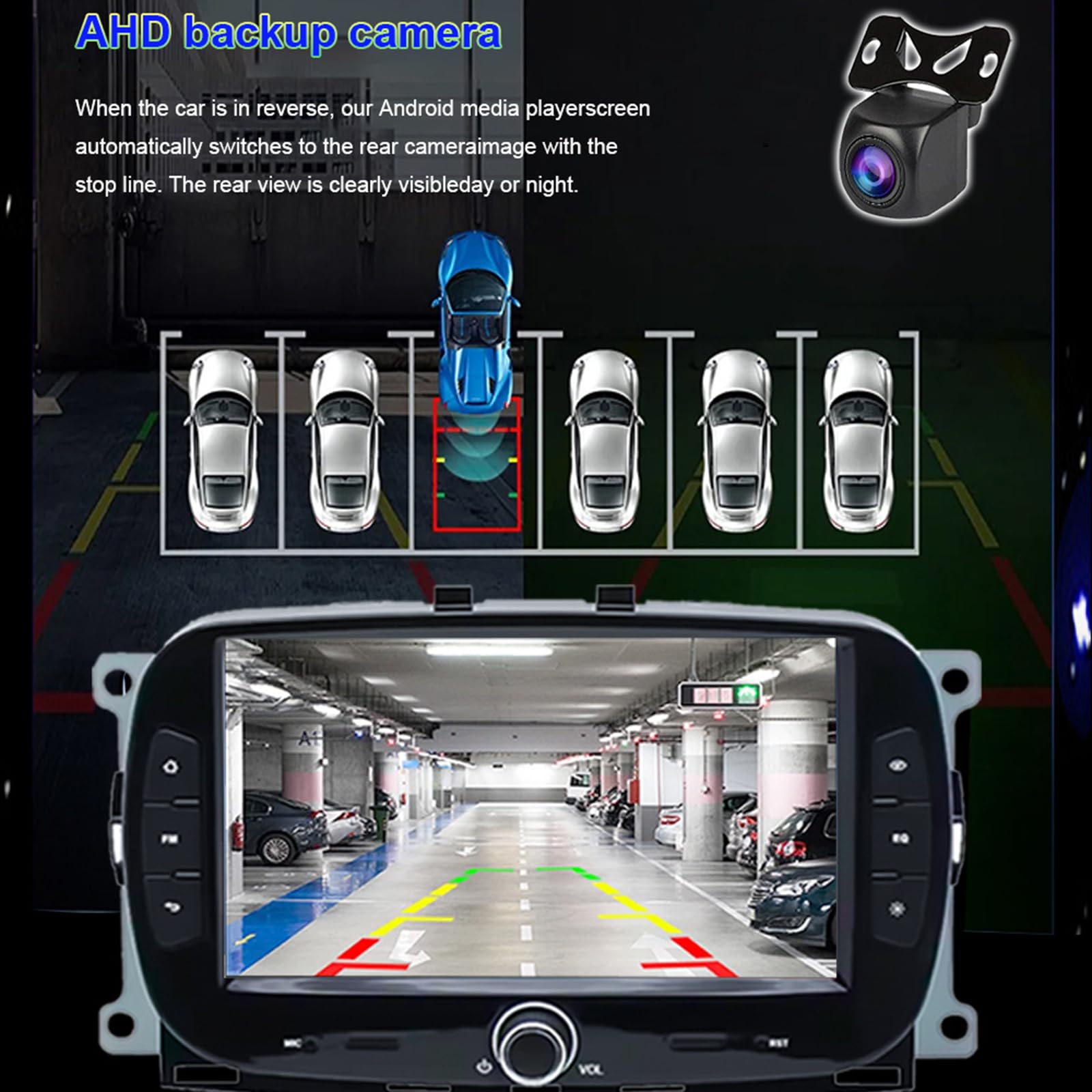 Android 15 Radio Samochodowe do F-iat 500 2016–2019 Obsługa Bezprzewodowego CarPlay i Android Auto, 7-calowy Ekran Dotykowy, GPS, WiFi, Bluetooth, Mirror Link, FM, Sterowanie z Kie(Size:8Core 6+128G)