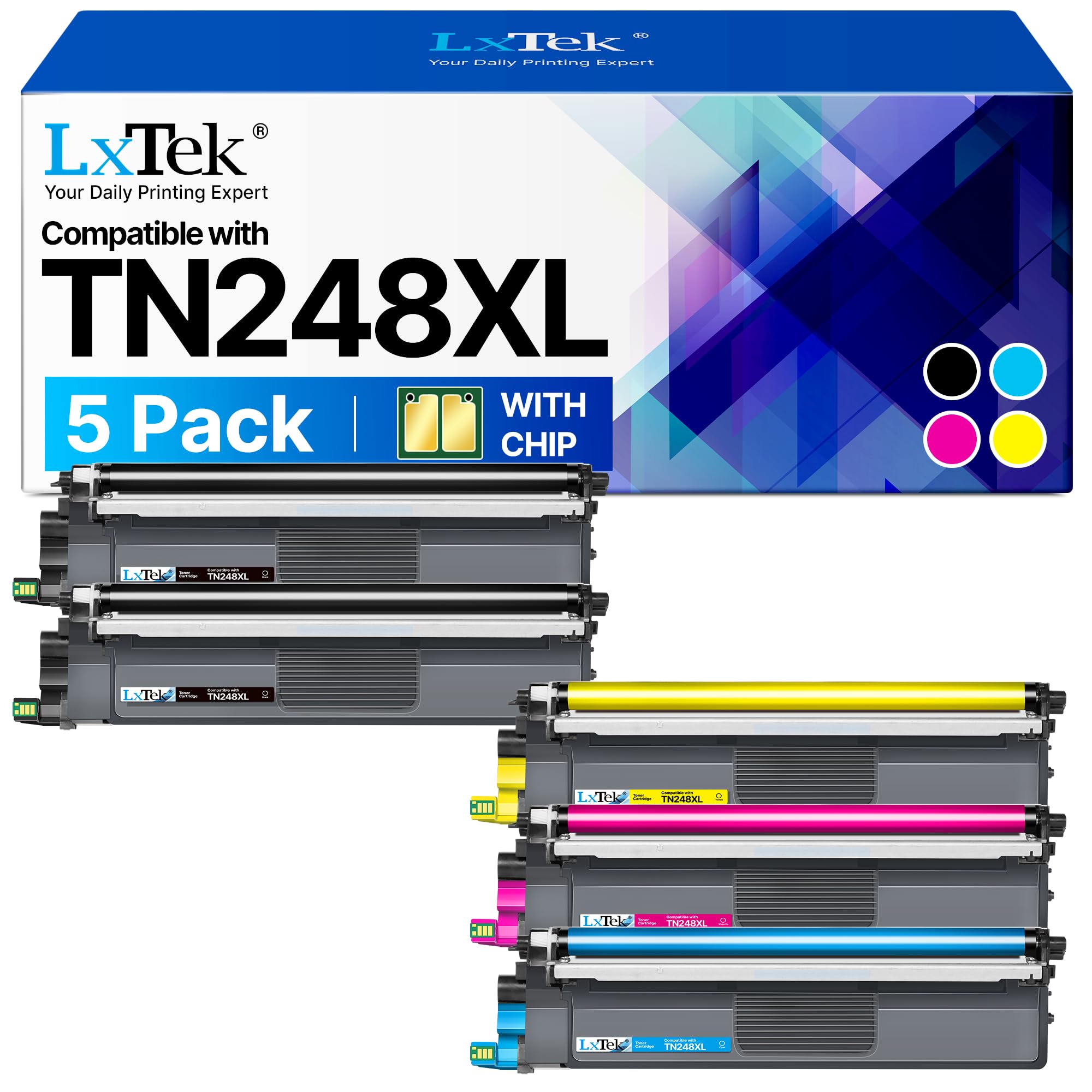 LxTek TN248XL TN248 für Brother MFC-L3760CDW Toner TN 248 TN-248 TN 248 TN-248XL XL Kompatibel für Brother DCP-L3560CDW MFC-L3740CDW HL-L3220CWE MFC-L3740CDWE DCP L3520CDW (5er-Pack)