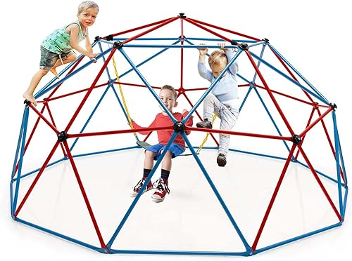 Miniatura 6 de Costzon Cúpula de escalada, 2 en 1 al aire libre, gimnasio, mono, barra de juguetes de escalada para niños pequeños, soporta 800 libras, regalo