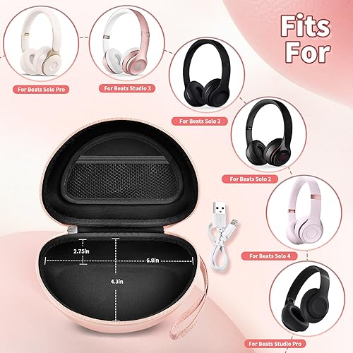 Vista 90 de Funda para auriculares compatible con Beats Solo 4, Studio Pro x Kim Kardashian, Solo3, Studio3, Solo2, Solo Pro, auriculares Bluetooth en la oreja