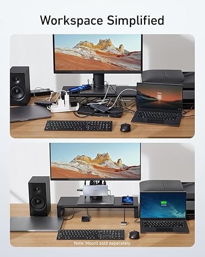 Miniatura 7 de Anker Estación de acoplamiento, conmutador KVM para 2 portátiles, estación de acoplamiento dual 4K Monitor 554 USB C, con HDMI y DisplayPort, Max