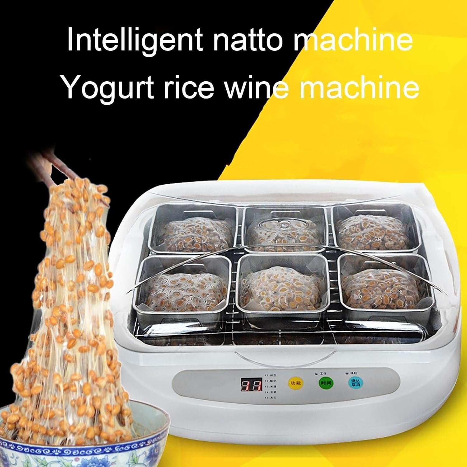 Natto Fermentation Machine Home and Commercial Automatic Electric Constant Temperature Machine 3.5L Stainless Steel Cup Multi-purpose Natto Rice, Yogurt, Wine Fermentation