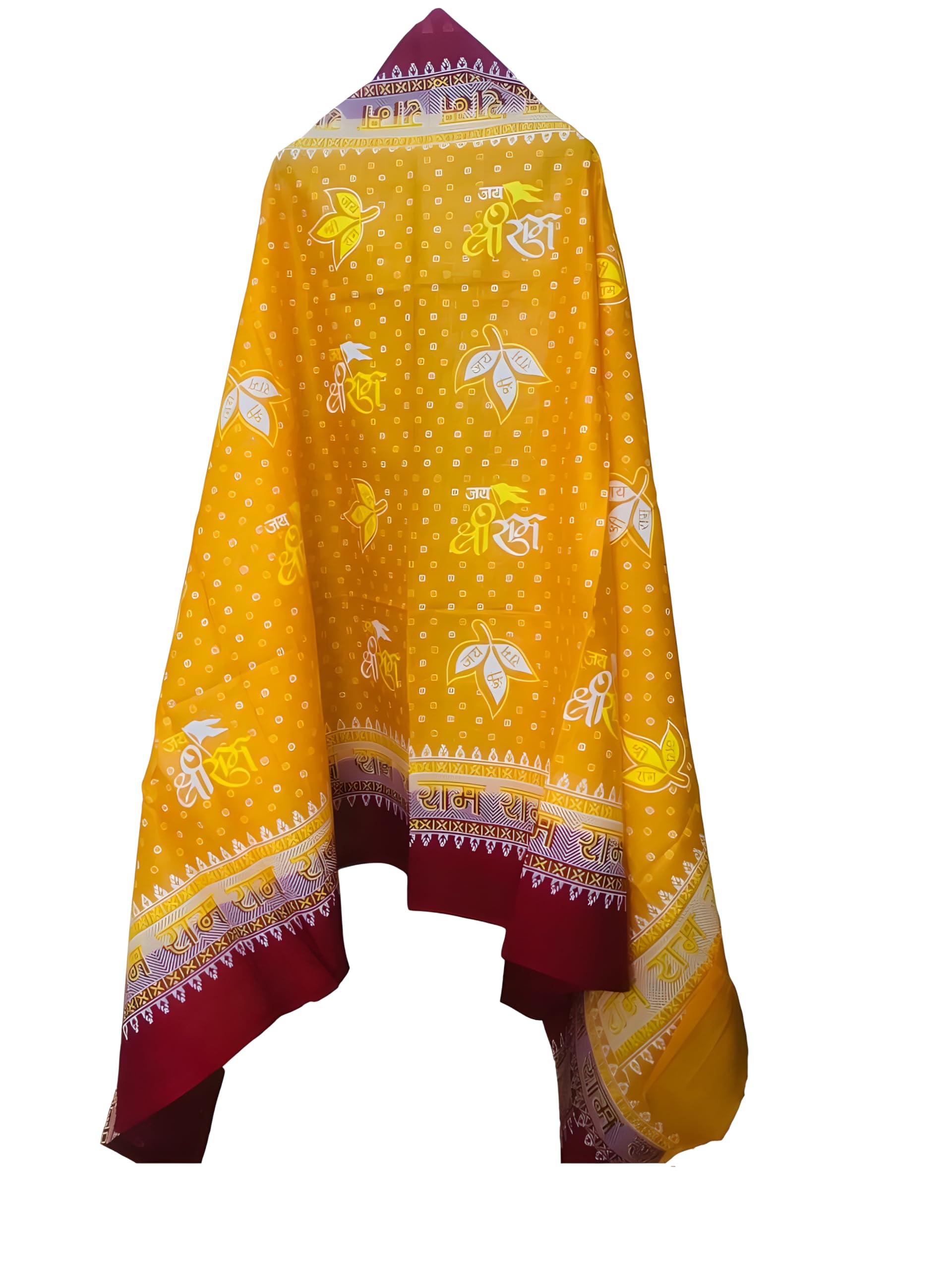 Desi Legacy Jai Shree Ram Shawl with Ram Ram Name for God Prayer Pooja for Men Women, Cotton, Orange, 1.8 x 0.91 Meters, Pack of 1-picture-21