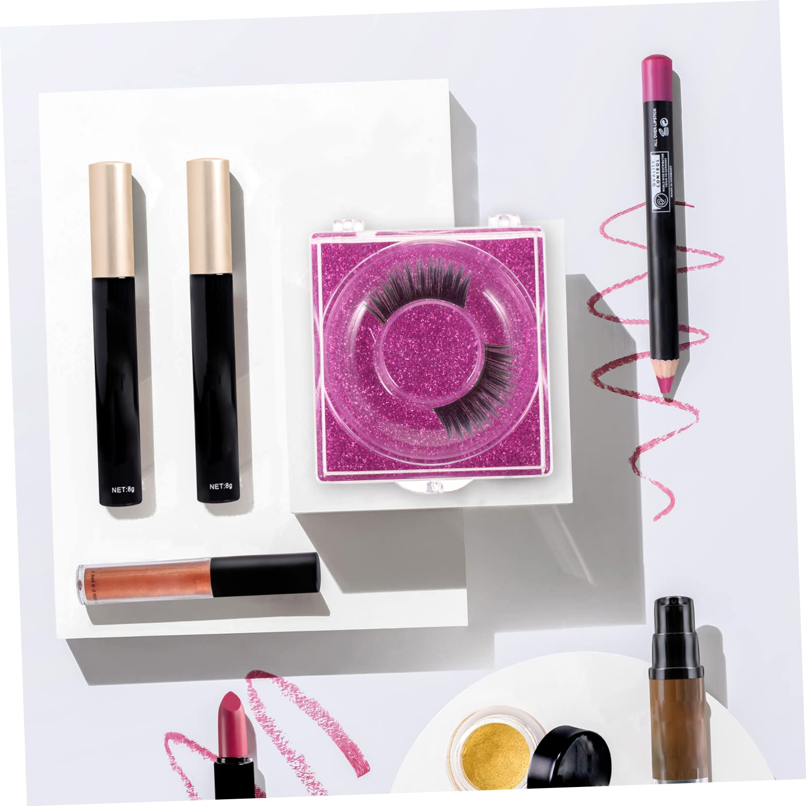 Gogogmee Elegant Eyelash Box Set 6 Pack Glitter Square False Lashes Container No Glue Lashes Organizer