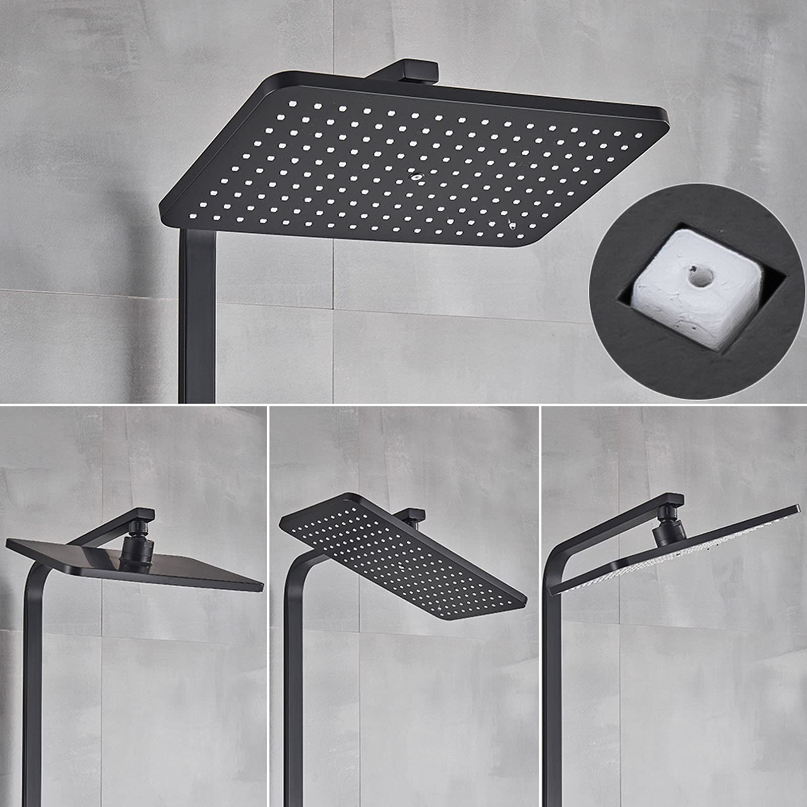 Set Rubinetto Doccia termostatico Nero Dorato, Set Display Digitale con soffione, doccetta, spruzzatore Bidet, beccuccio Vasca, Miscelatore Vasca