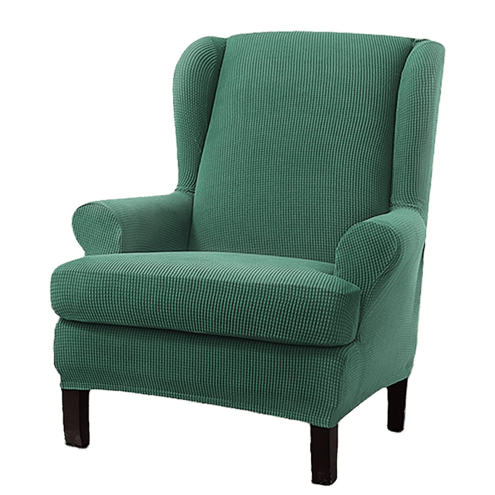 Funda extraíble para sillón de ala verde ciprés que cubre desperfectos y manchas