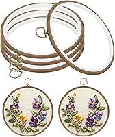 PATIKIL 7 Inch Embroidery Hoops 4 Pack - Flexible Rubber Imitation Wood Cross Stitch Frames for Crafts, Sewing & Hanging Decor