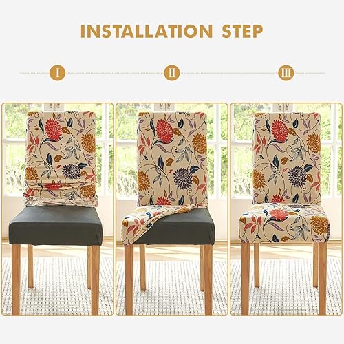 Miniatura 6 de Secgo Fundas para sillas de comedor, paquete de 6, fundas elásticas para sillas de comedor, de elastano, lavables, fundas para sillas Parsons de