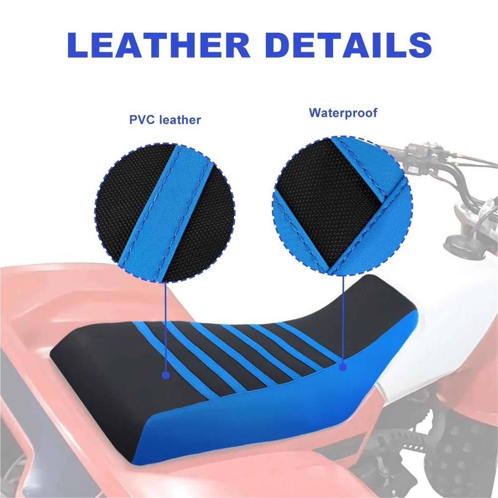 Fodera Per Cuscino Per Sella Antiscivolo Impermeabile In Pelle PVC Per Moto ATC 200X 1983-1985 Cuscini di seduta(Black2)