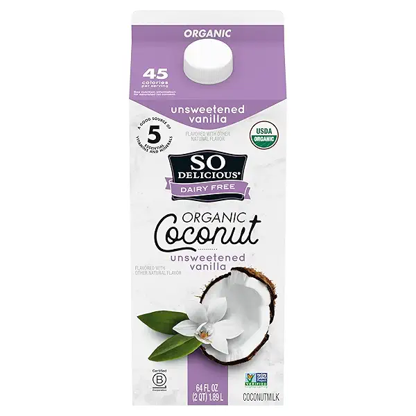 So Delicious Dairy Free Coconut Milk, Unsweetened, Vanilla, Half Gallon, Vegan, Non-GMO Project Verified, 64oz. 2