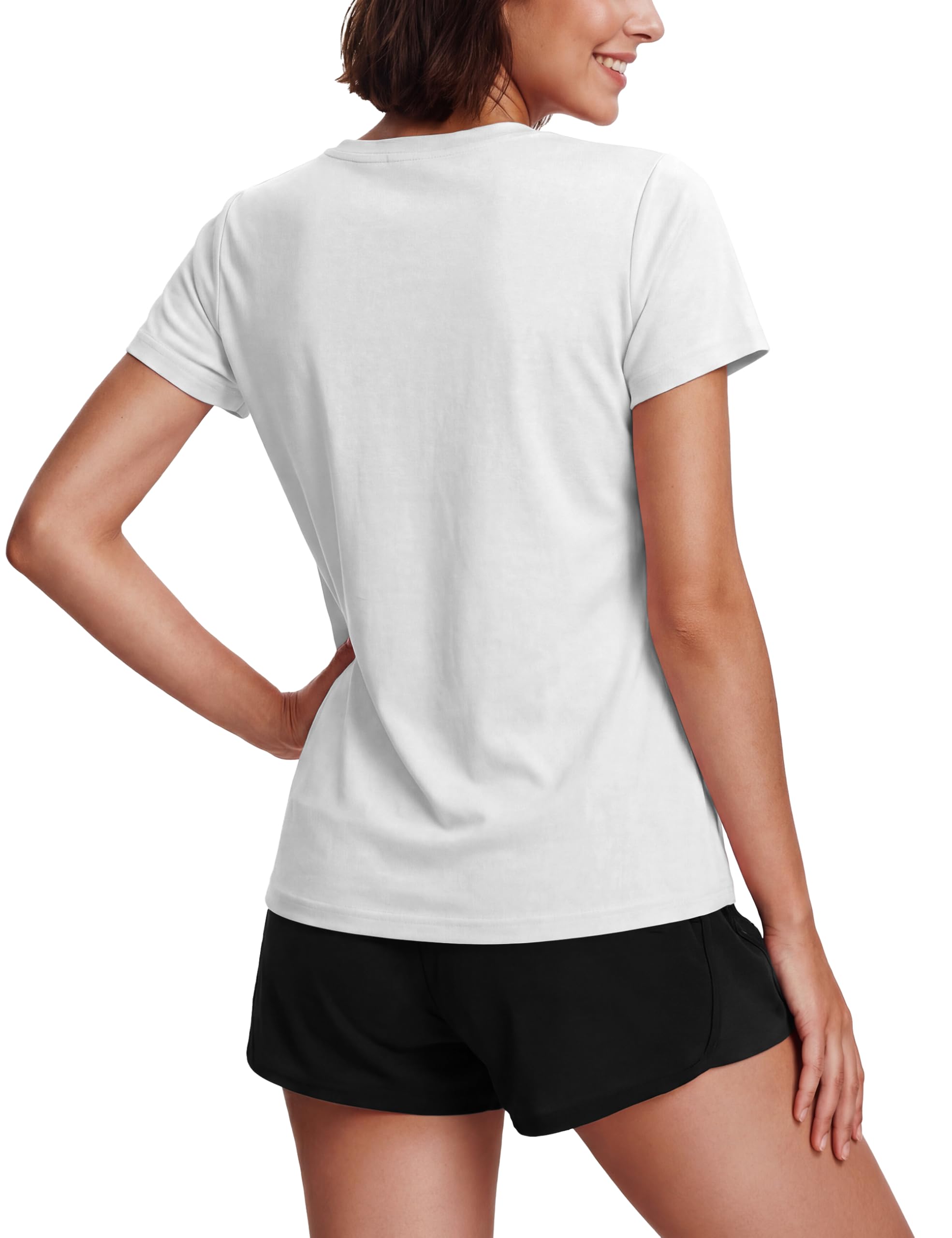 MAGCOMSEN Camisetas Deportivas para Mujer de Manga Corta UPF 50+ V Cuello Transpirable Secado Rápido Top