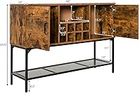 Vista 3 de Giantex Armario industrial para vino, aparador de bufé, armario de cocina independiente, estante de malla, armarios de 2 puertas, mesa consola