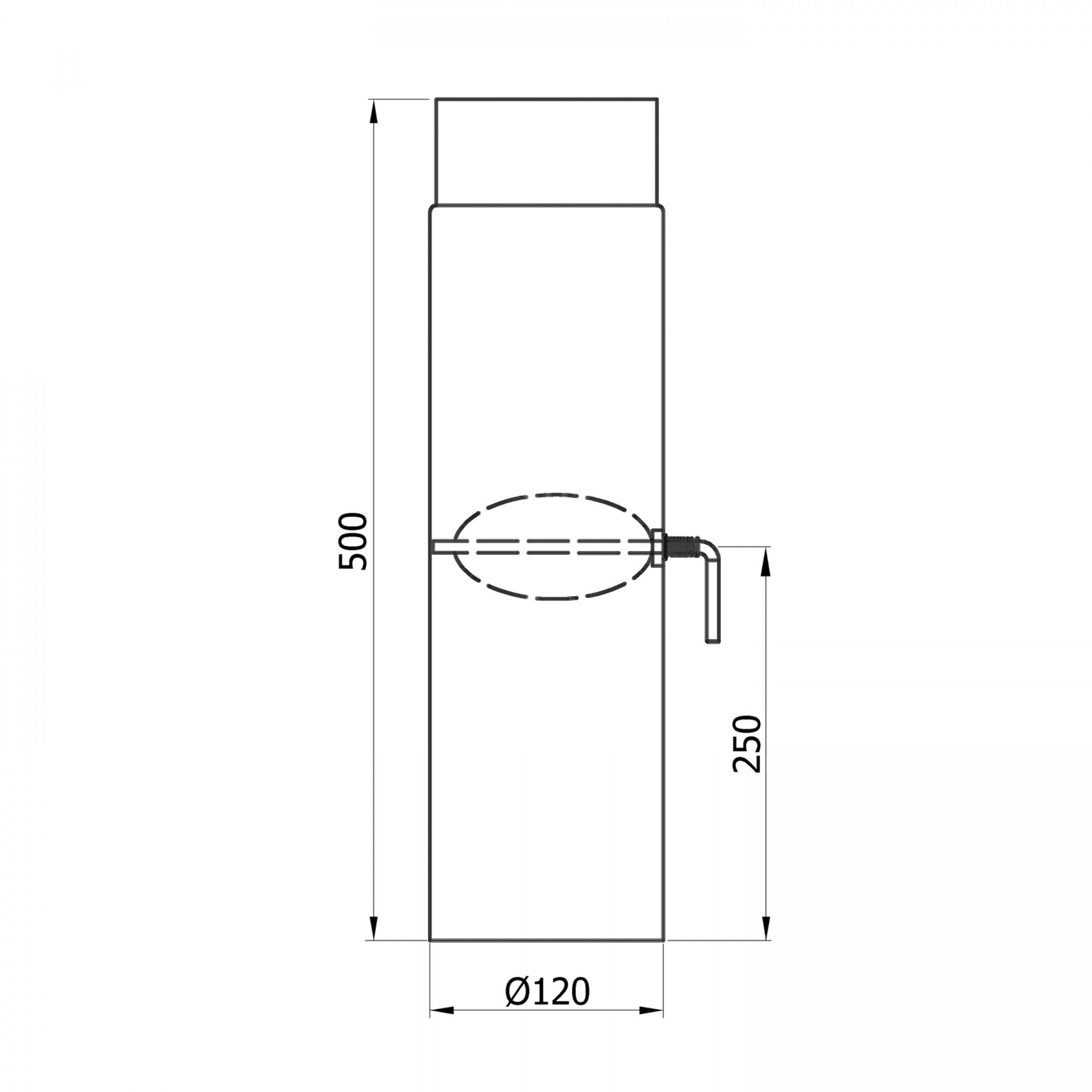 Raik sh035–120 de fumée SW de tube/tuyau de poêle 120 mm – 500 mm avec régulation de traction Noir