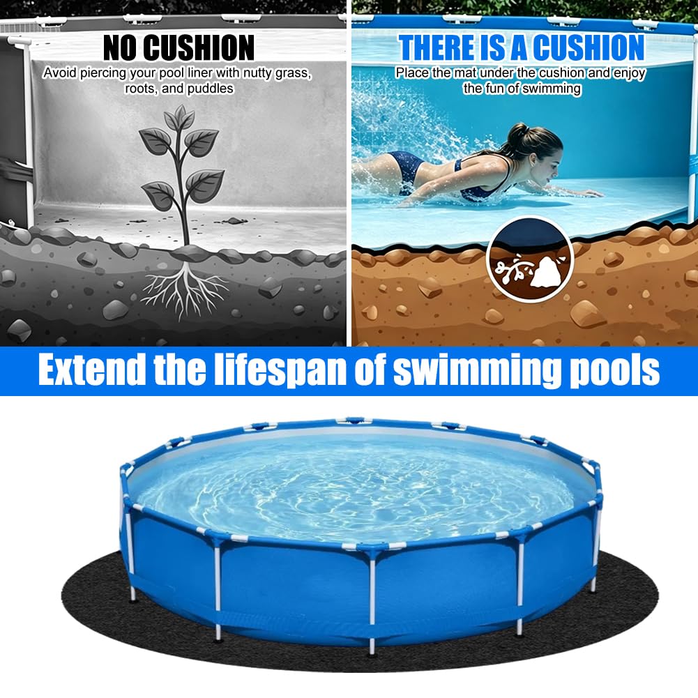 Bâche de sol de piscine ronde - 305/370/460 cm - Tapis de protection du sol pour piscine, jacuzzi, piscine d'extérieur, antidérapant, résistant à la chaleur et durable - Pour jardin et terrasse (305 - 5