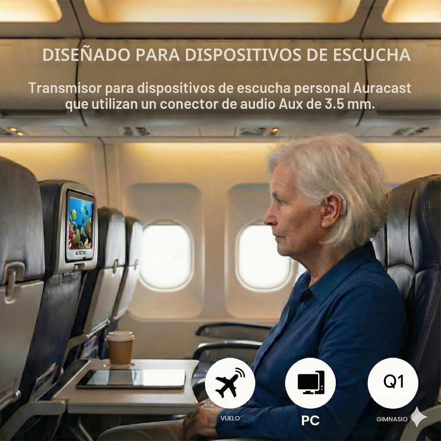Avantree Voyager HA – Transmisor de Audio Auracast y Bluetooth 5.4 para Auriculares con Pantalla y Control de Volumen, Chip Qualcomm, Actualizable vía Firmware, AUX para TV, PC y Escucha Inalámbrica