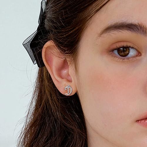 Miniatura 5 de CELESTIA 925 Sterling Silver Initial Earrings 26 Letter with Rose Gold Heart Earrings Studs