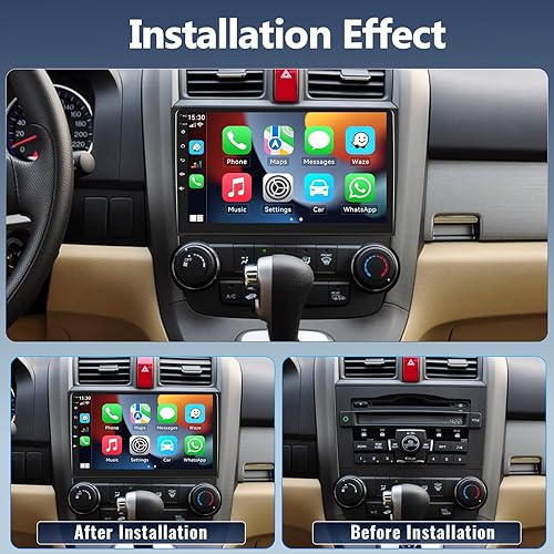 Miniatura 9 de Estéreo de coche para Honda CRV 2007-2011 Radio de coche, reproductor de MP5 con Apple Carplay Android Auto Mirror Link, 9 pulgadas pantalla táctil