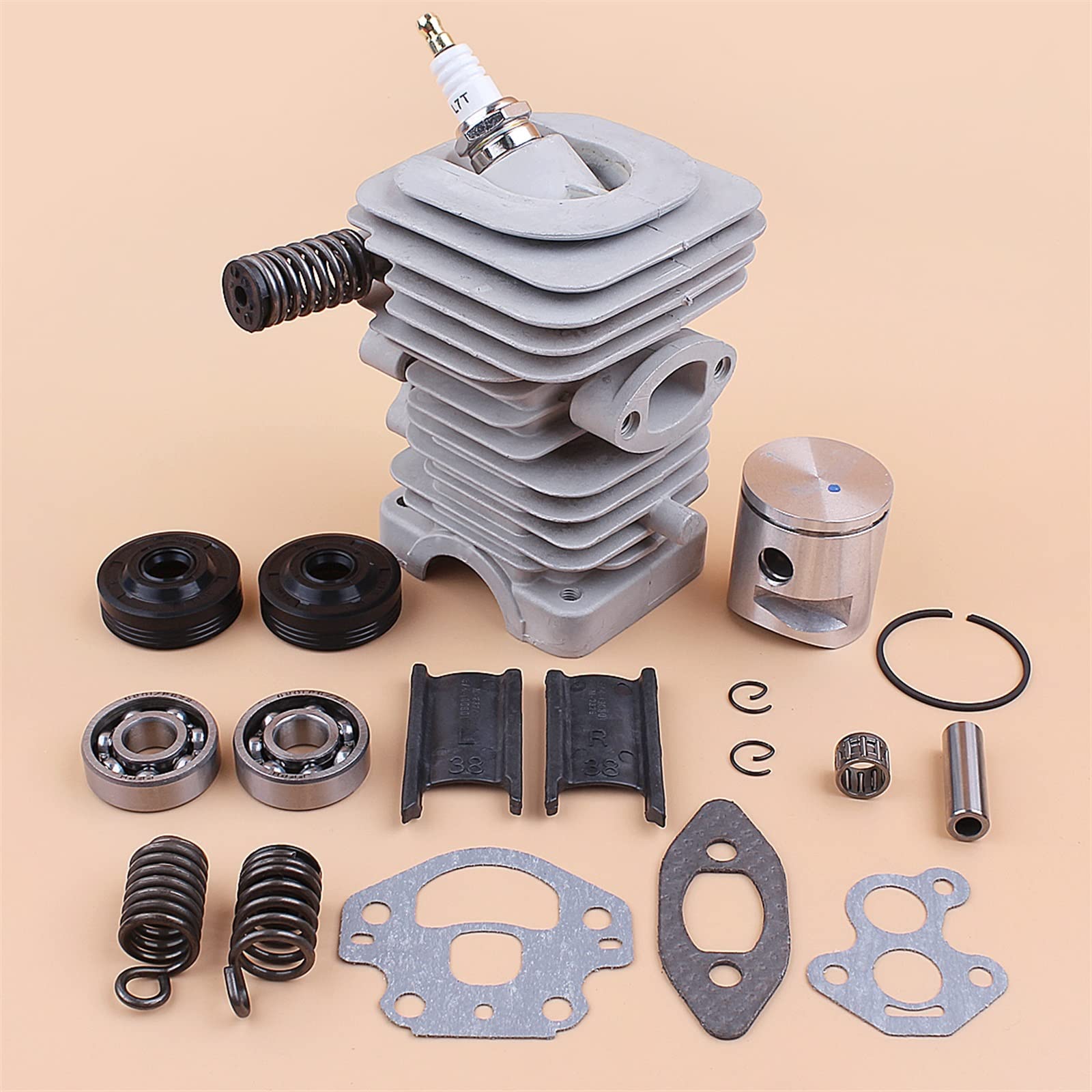 IWBR Kit de pistón de Cilindro de 39mm Apto for Husqvarna 240 235 236 cojinete de cigüeñal Junta de Sello de Aceite Amortiguador cojinete Motosierra Pieza de Repuesto