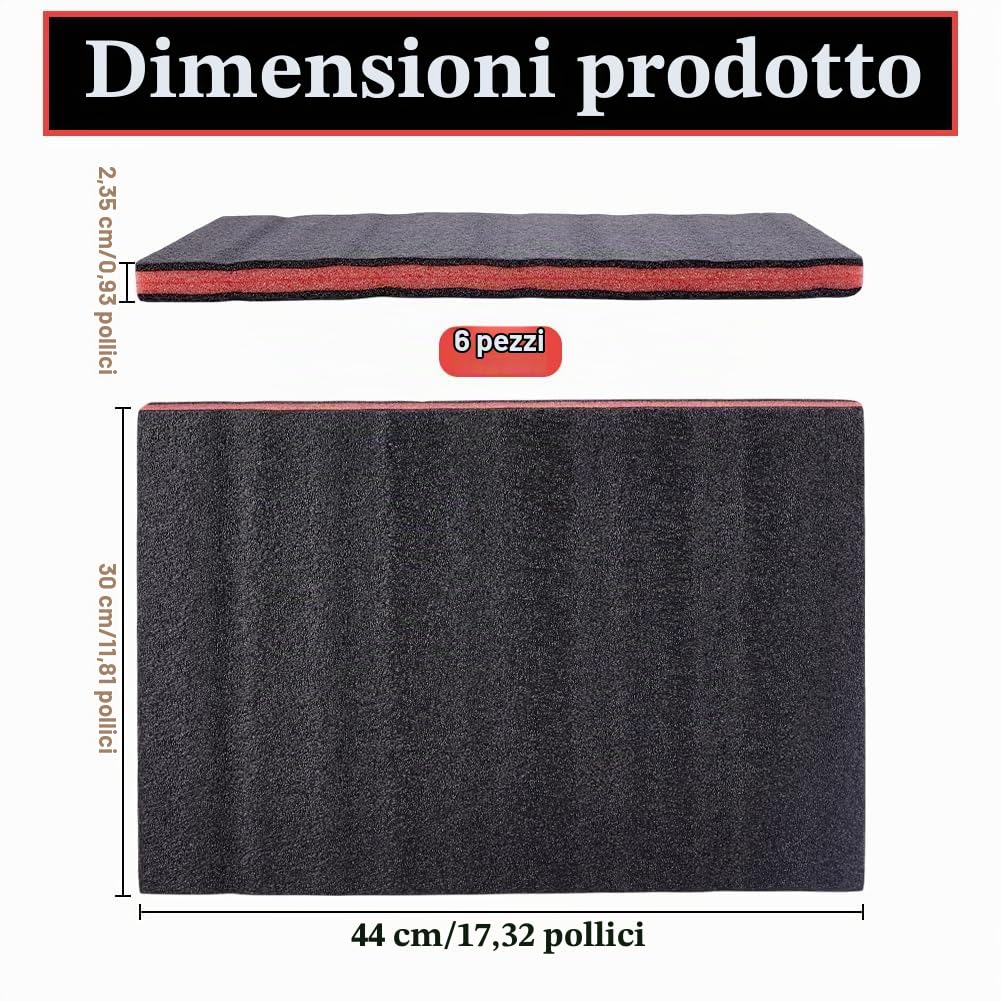 NBEADS 6 pz Inserti In Squelliuma per Cassetta Degli Attrezzi, Fogli di Squelliuma Solida Rettangolari per Rivestimento di Cassette Degli Attrezzi per Cassettiere, 30x44cm, Nero