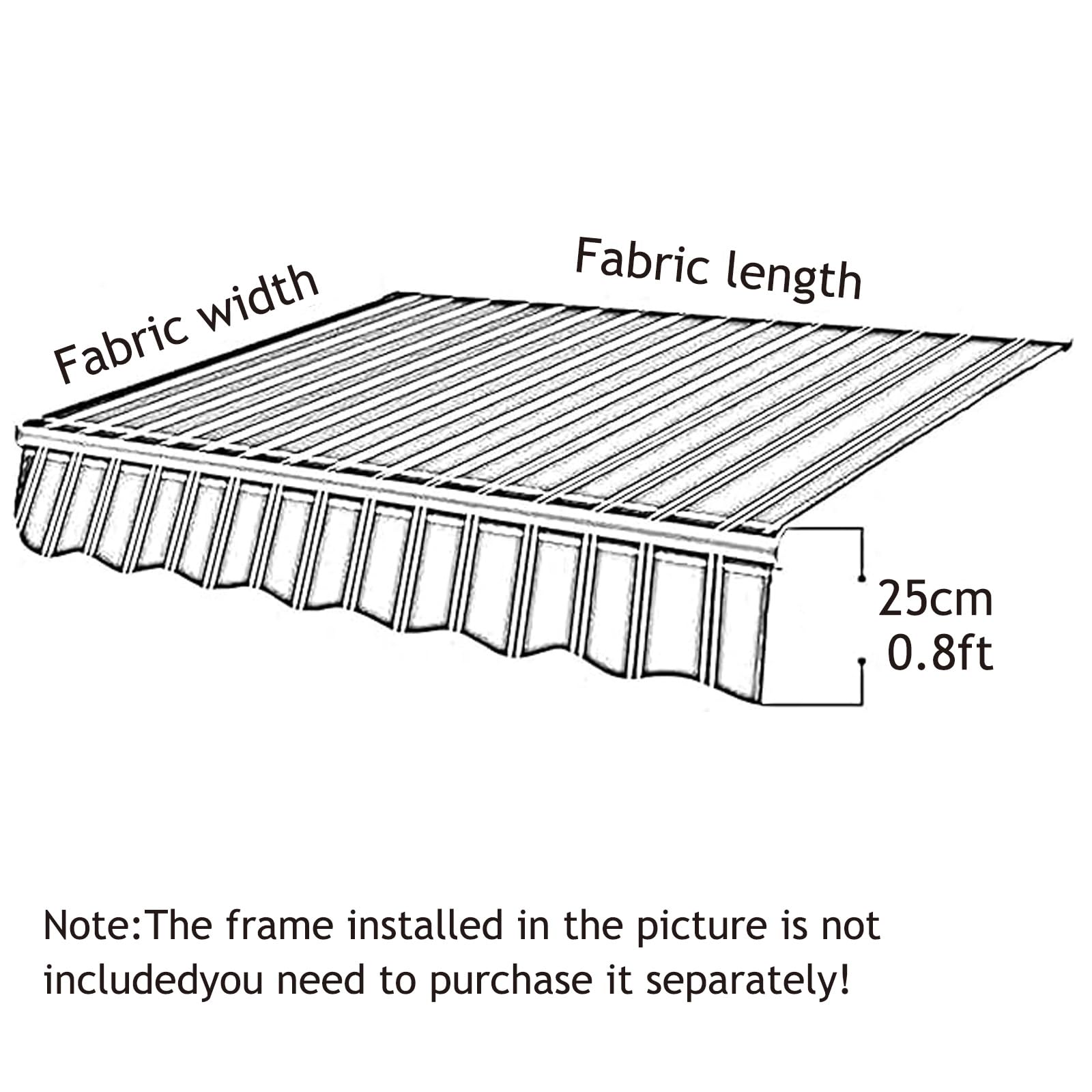 XBTGS Tenda da giardino retrattile con tettoia in poliestere, ricambio per copertura della finestra, parasole manuale per uso esterno, 6,1 x 4 m, blu, 5 x 2 m, grigio (16 x 6,5 piedi), 5 x 2 m, grigio