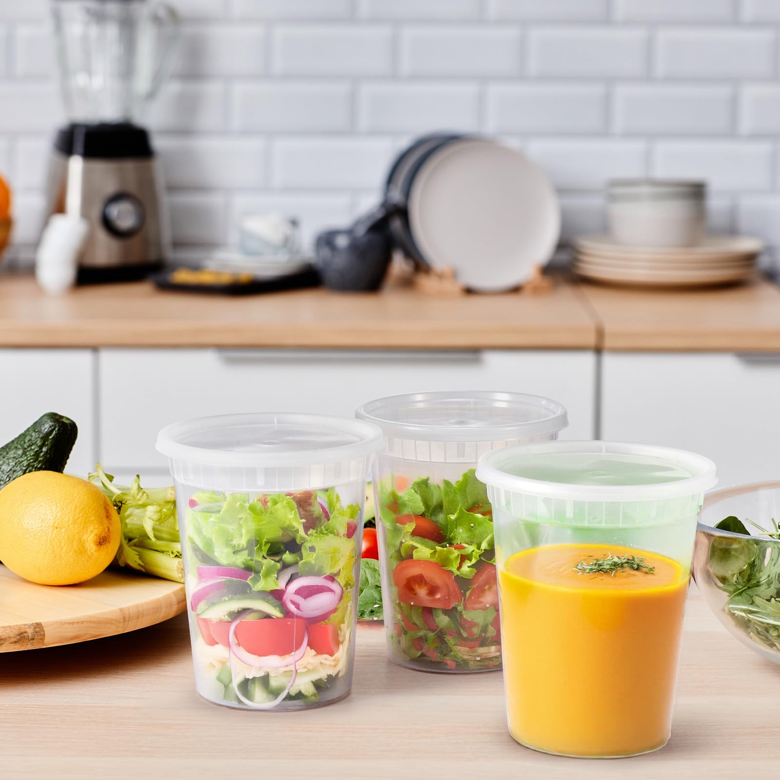 glotech contenedores de almacenamiento de alimentos con tapas, resistente y a prueba de fugas – Foodsavers Deli tazas