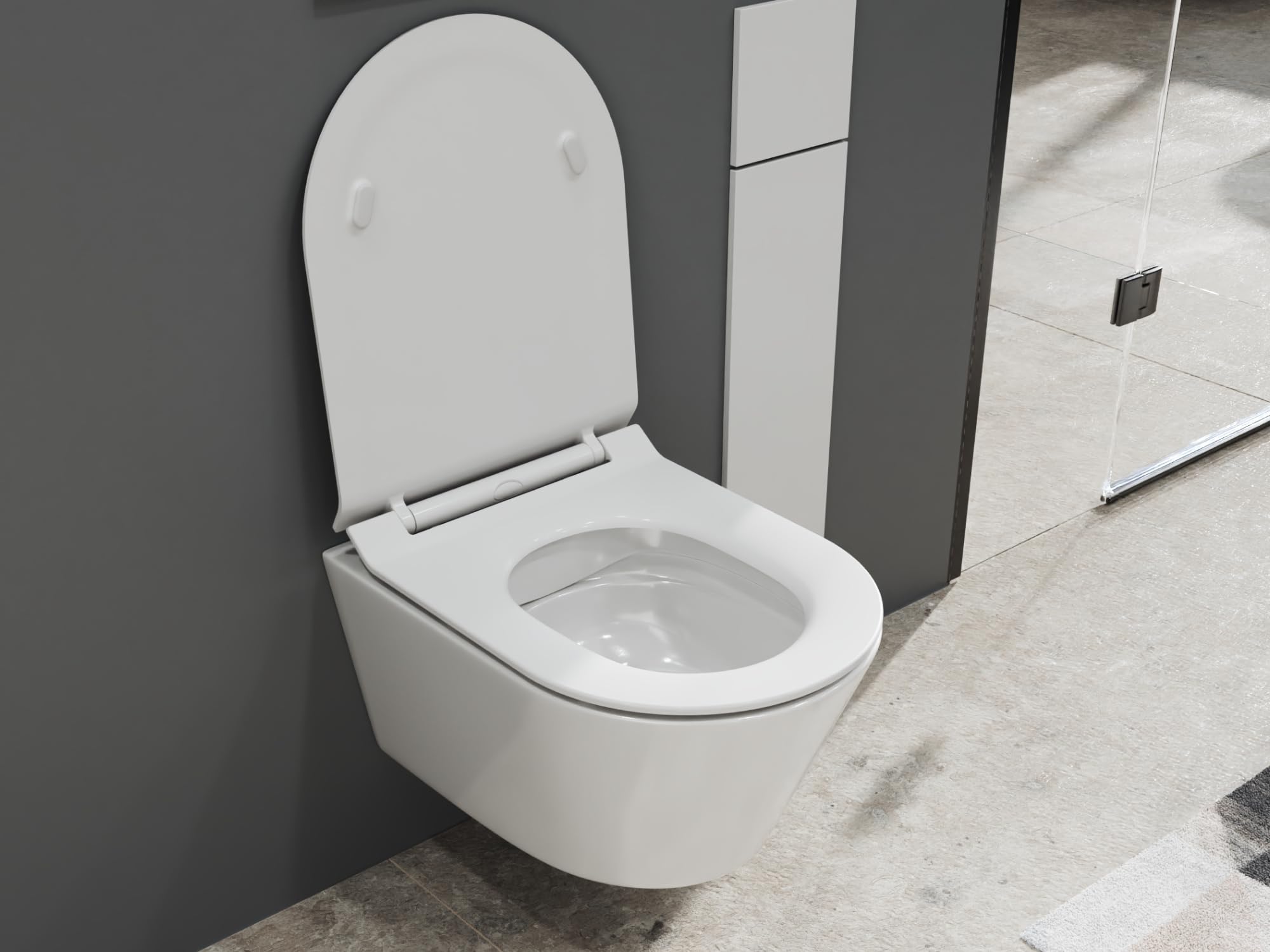 Beta CT2070V - Inodoro sin bordes, color blanco, cierre suave, nano-revestimiento, ideal para baños pequeños