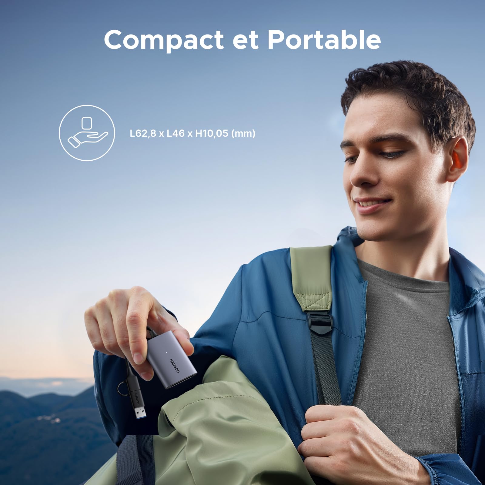 UGREEN Lecteur de Carte CFexpress Type B USB A et USB C 3.2 Gen 2 Mâle 10Gbps Adaptateur Carte Mémoire CFe Type B 1250MB/s Théorique Compatible avec MacBook iPad Pro Air iPhone 17 Air Pro Max 16