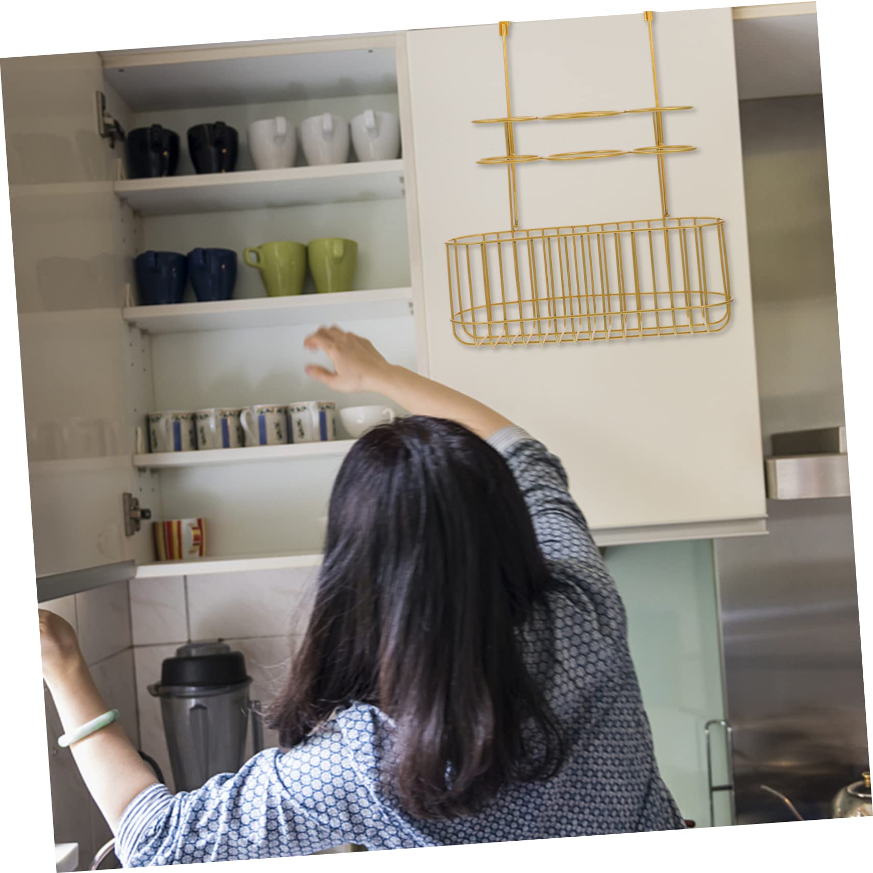 PRETYZOOM Porta Asciugacapelli da Muro in Ferro Dorato Design Multiplo per Ripiano e Canale Aria, Mensola per Accessori da Bagno e Stanza da Dormire