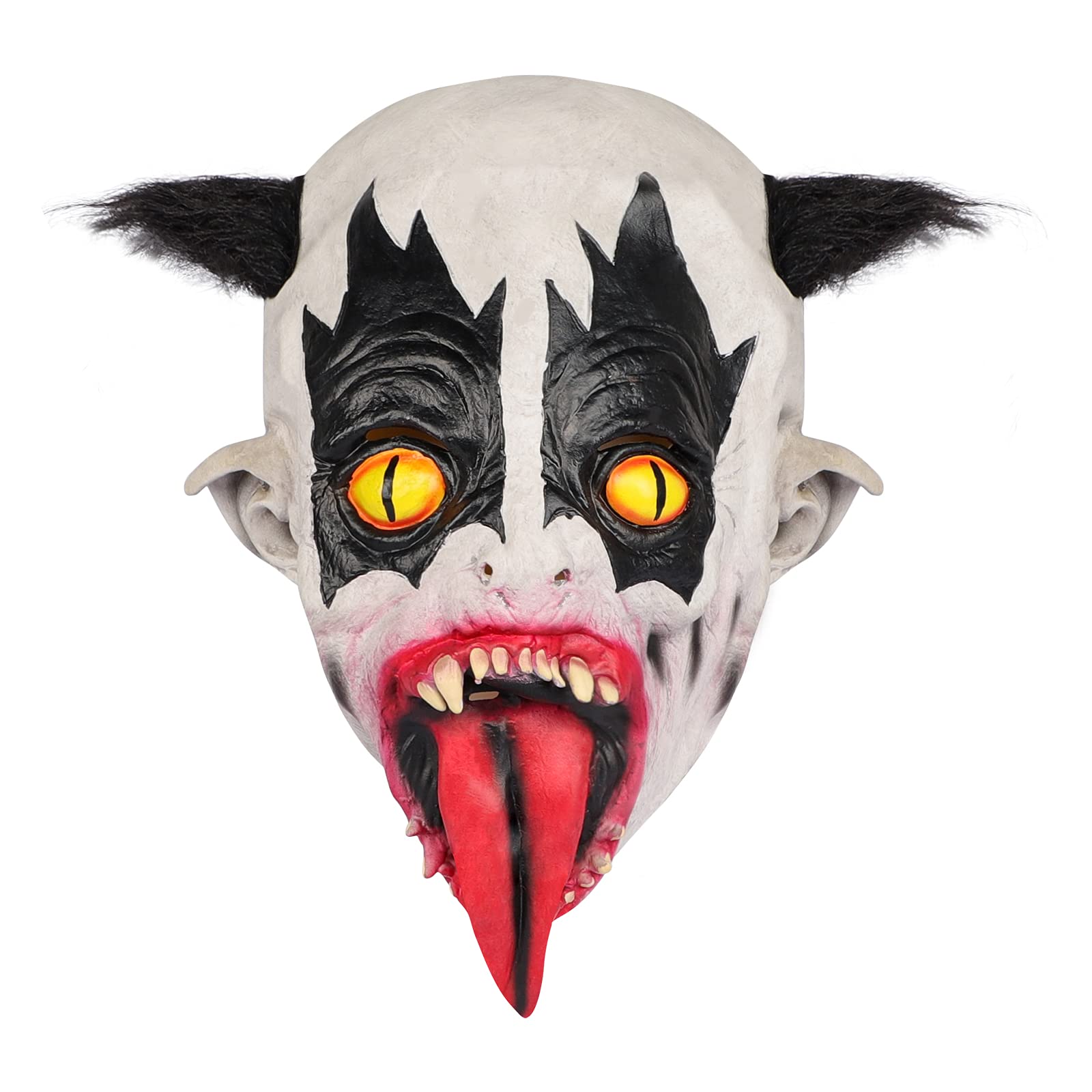 ITODA Halloween Scary Face Mask Horror Devil Grimaces Bat Clown Cosplay Mask Zombie Masks Latex Wizard Masks with Wig Halloween Carnival Haunted House Parties Supply for Adults - Image 4