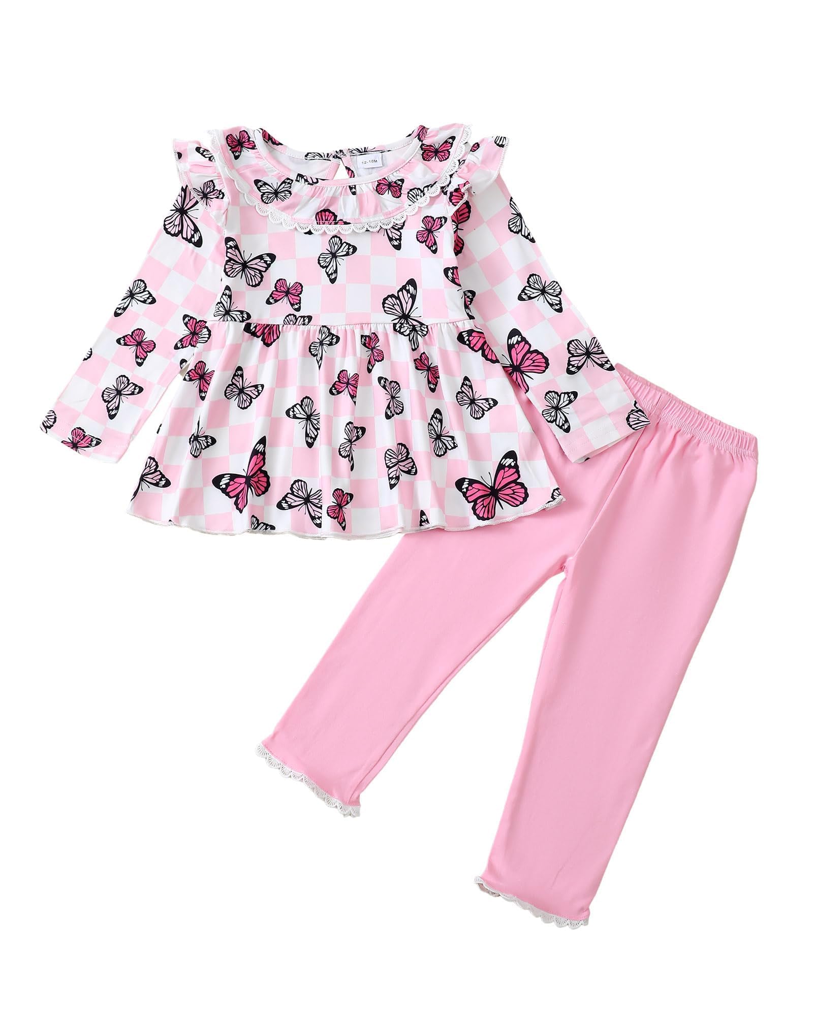 NZRVAWS Baby Girl Clothes Toddler Girl Outfit 3 6 12 18 24 Months 2T 3T Clothing Fall Winter Shirt Long Pant Clothing