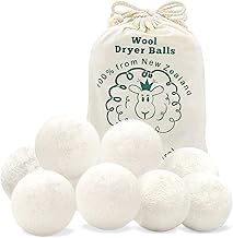 Echoss Dryer Balls, 8 Wool Balls for Tumble Dryers, 100% New Zealand Organic Wool, Natural and Reusable, Reduce Drying Times, Softening Function