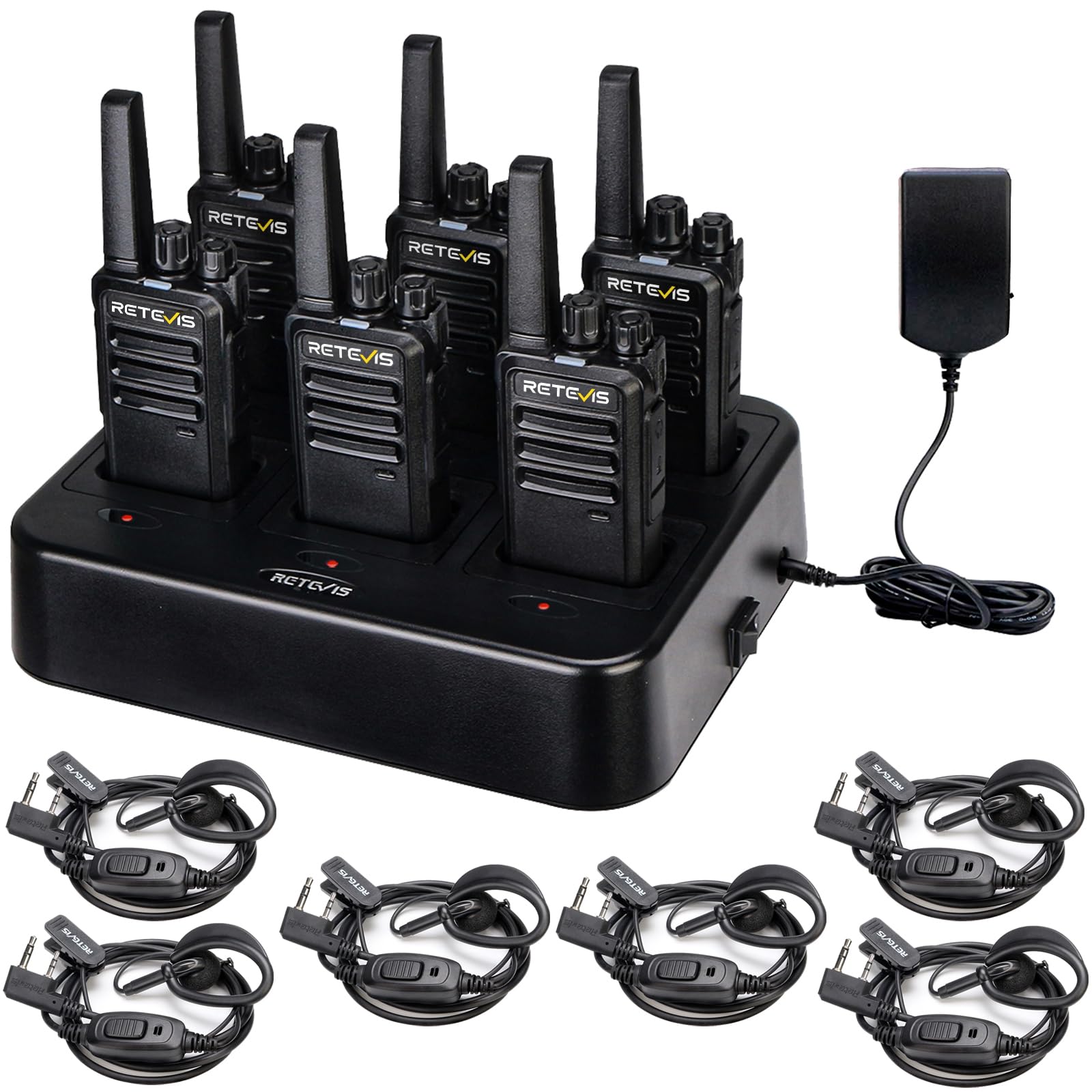 Retevis RT68 Business FRS Walkie Talkies Long Range with Earpieces 6 Pack